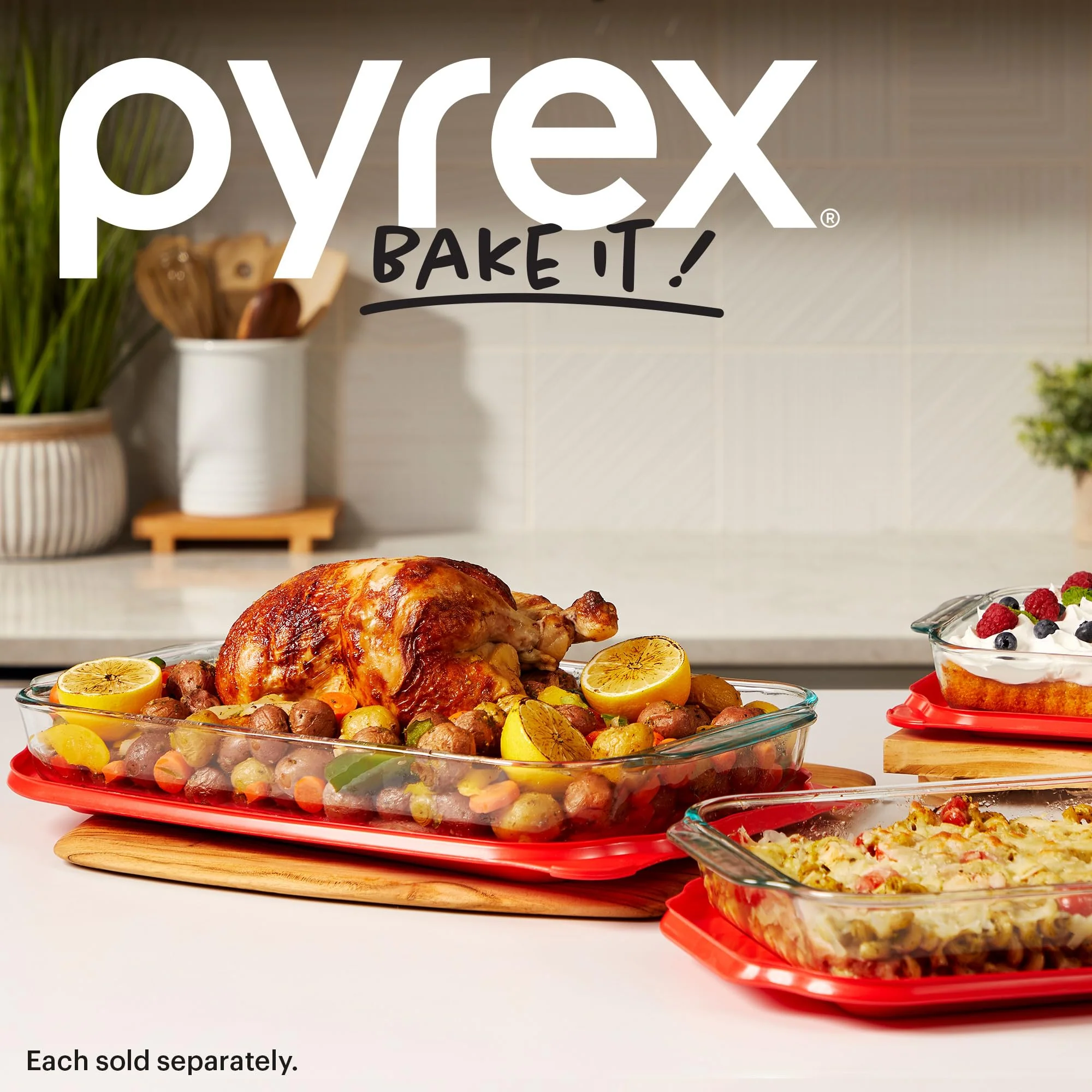 Pyrex Basics 3 QT Glass Baking Dish With Plastic Lid, Casserole Dish, Glass Food Container, Oven, Freezer And Microwave Safe, Clear Container - Image 3