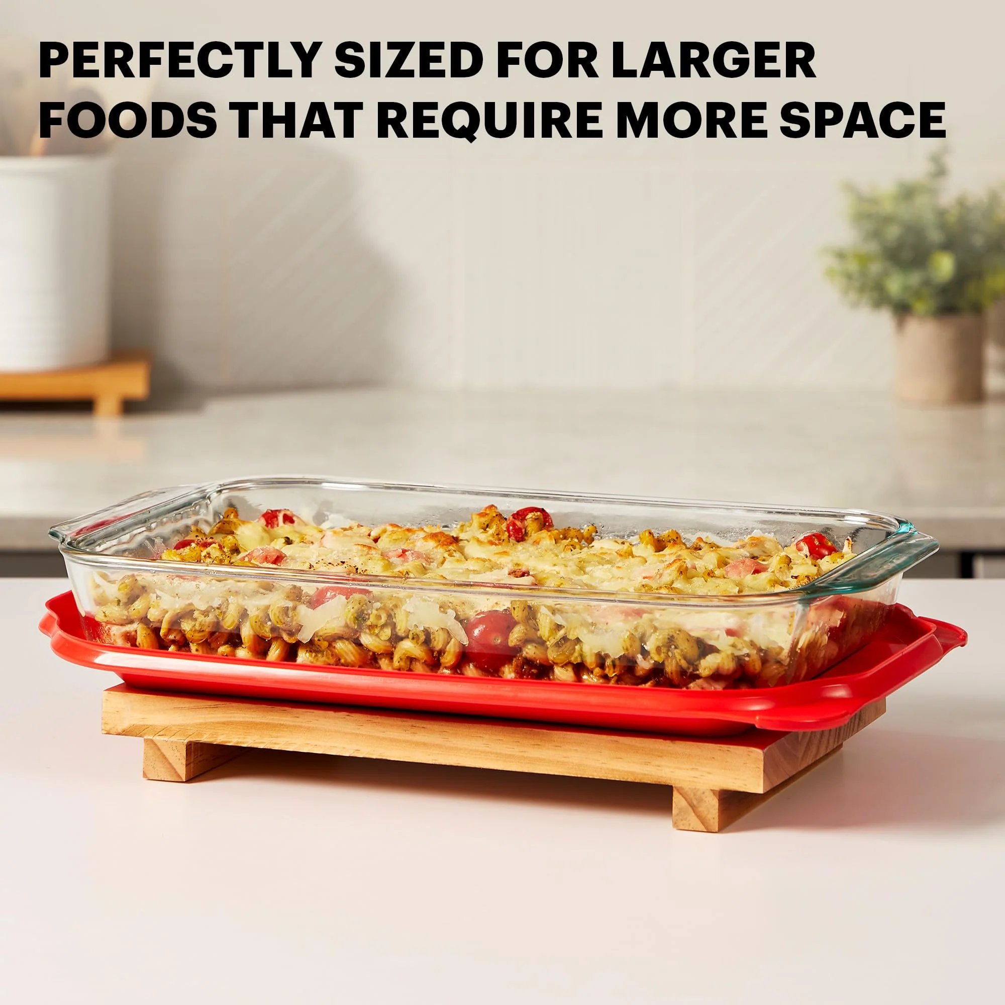 Pyrex Basics 3 QT Glass Baking Dish With Plastic Lid, Casserole Dish, Glass Food Container, Oven, Freezer And Microwave Safe, Clear Container - Image 5