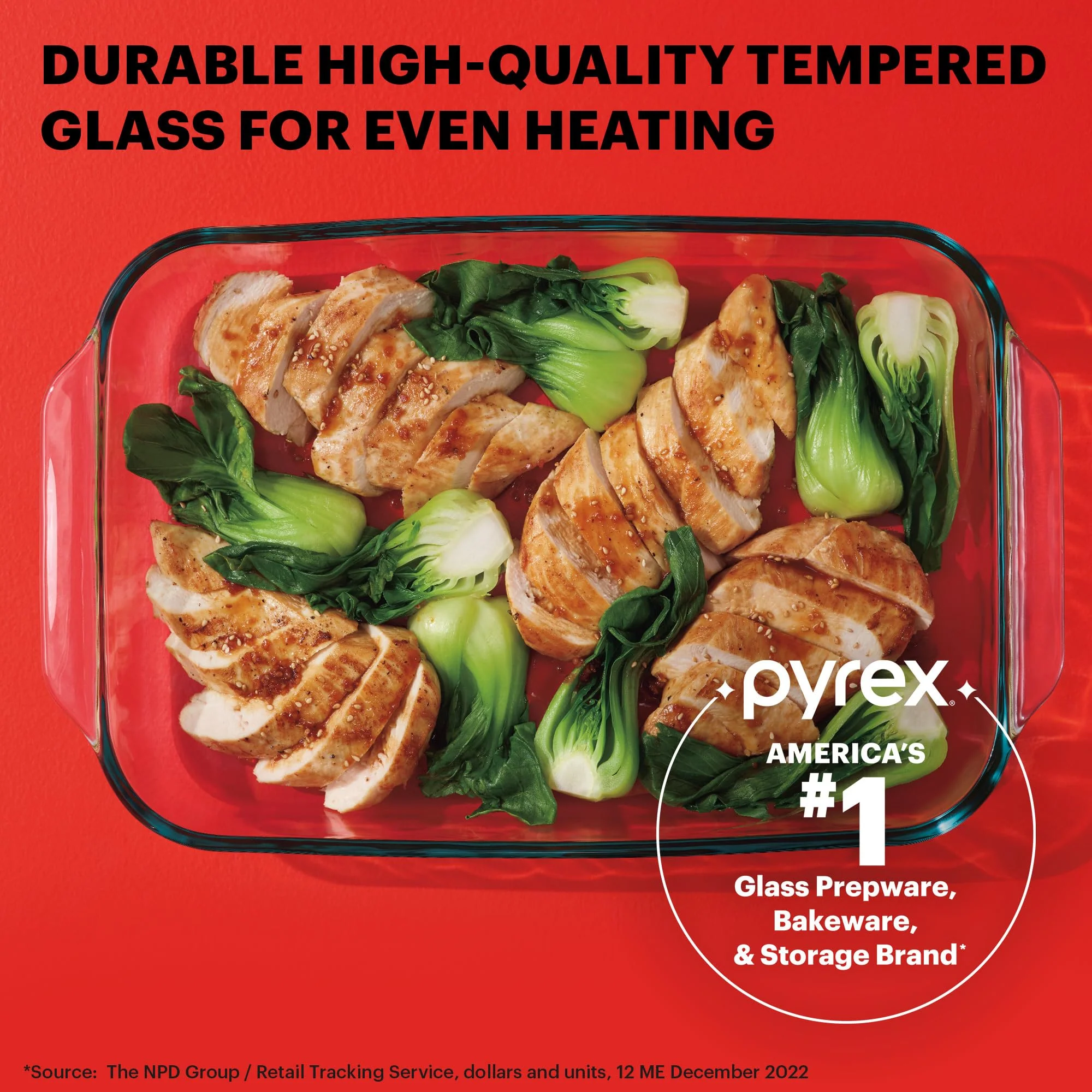 Pyrex Basics 3 QT Glass Baking Dish With Plastic Lid, Casserole Dish, Glass Food Container, Oven, Freezer And Microwave Safe, Clear Container - Image 6