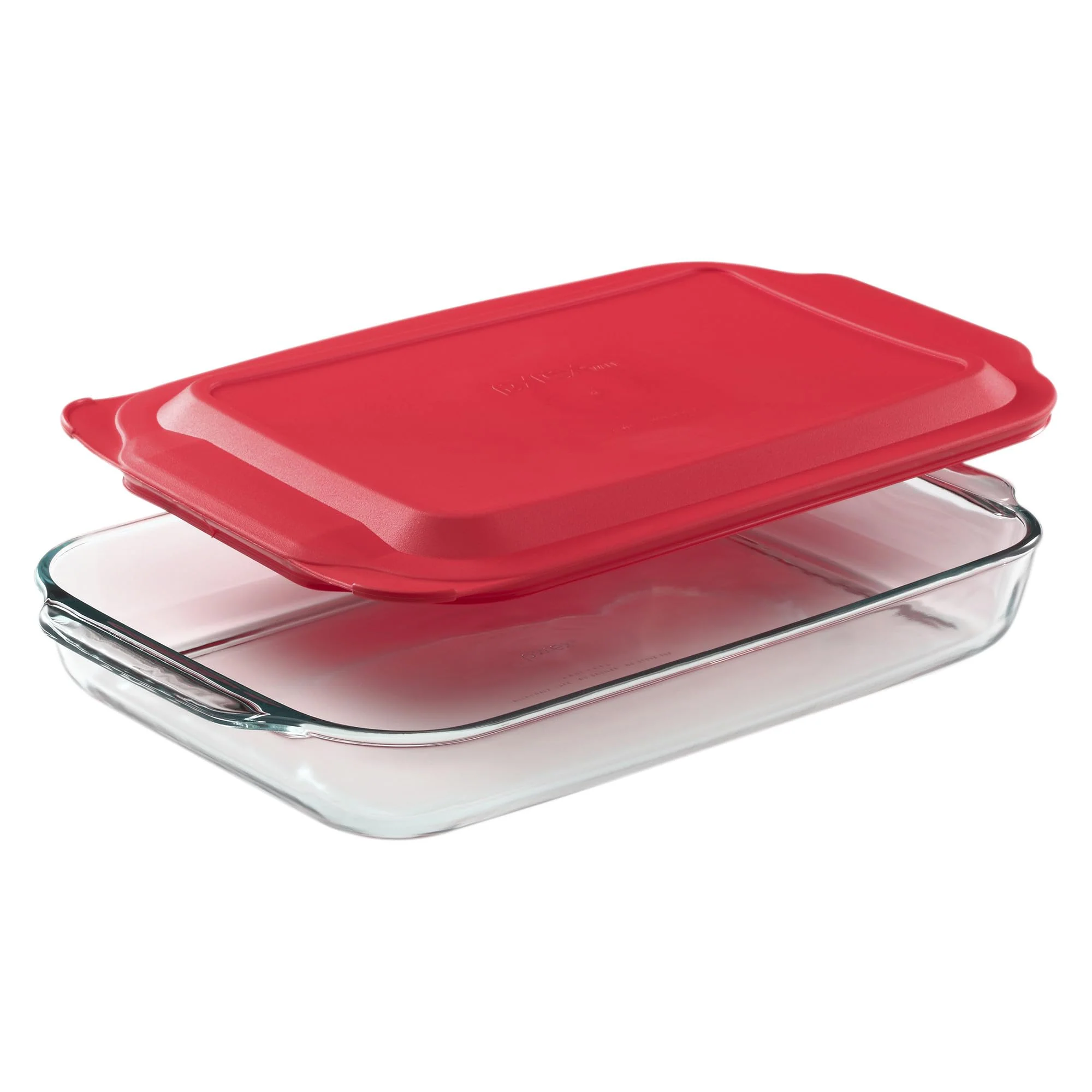 Pyrex Basics 4.8 QT Glass Baking Dish with Plastic Lid, Casserole Dish, Glass Food Container, Oven, Freezer and Microwave Safe, Clear Container