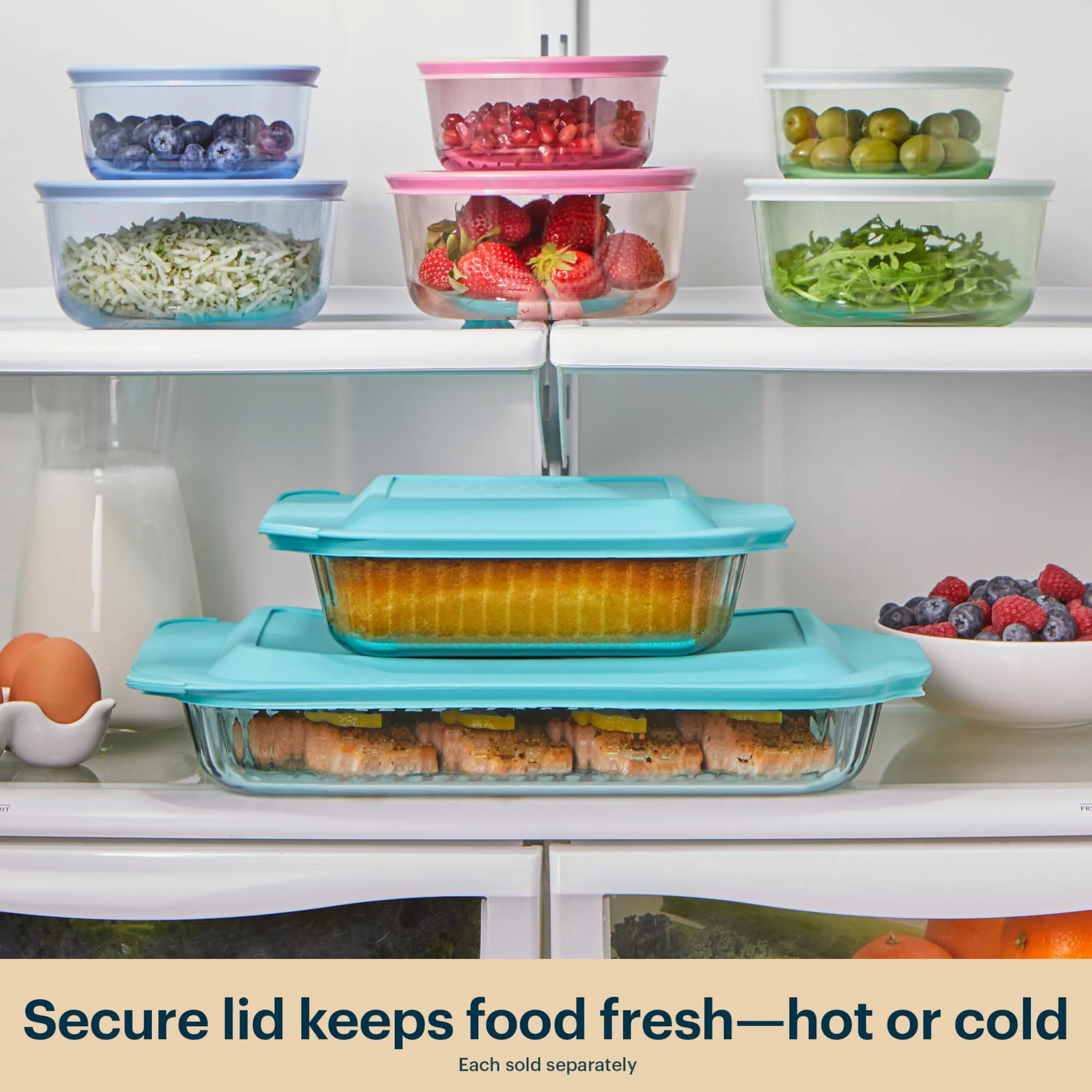 Pyrex Colors Tinted (2-Pack, Full Set) Tinted Glass Baking Dish with BPA-Free Lid, Oblong Bakeware Glass Pan For Casserole & Lasagna, Dishwasher, Freezer, Microwave and Pre-Heated Oven Safe, Aqua - Image 3