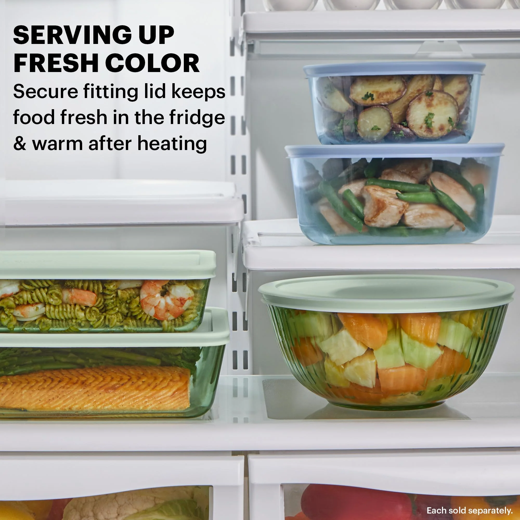 Pyrex Colors Tinted 4-PC, Small/Medium Glass Mixing Bowls With Lids, Nesting Space Saving Set of Bowls For Prepping and Baking, 1.3QT & 2.3QT - Image 3