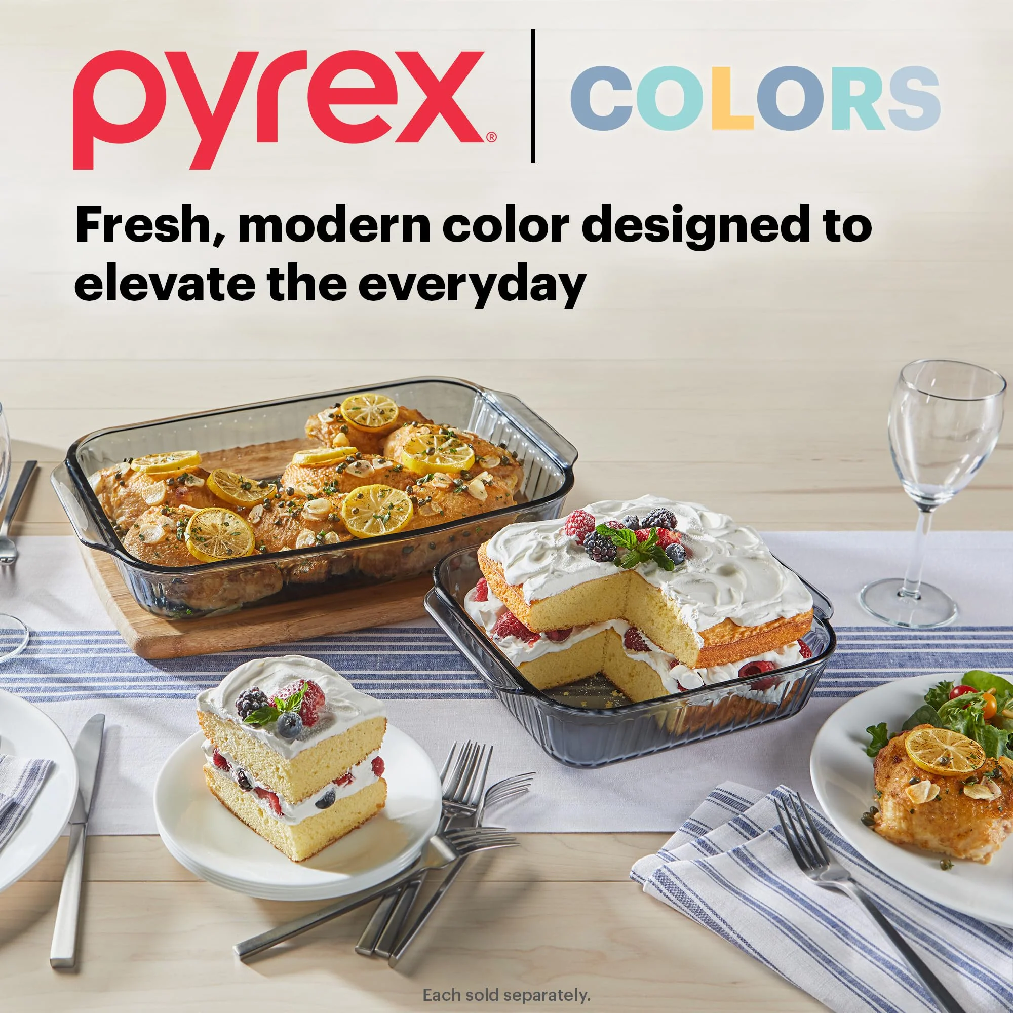 Pyrex Colors Tinted (8x8) Glass Baking Dish with BPA-Free Lid, Oblong Bakeware Glass Pan For Casserole & Lasagna, Dishwasher, Freezer, Microwave and Pre-Heated Oven Safe, Smoke - Image 2