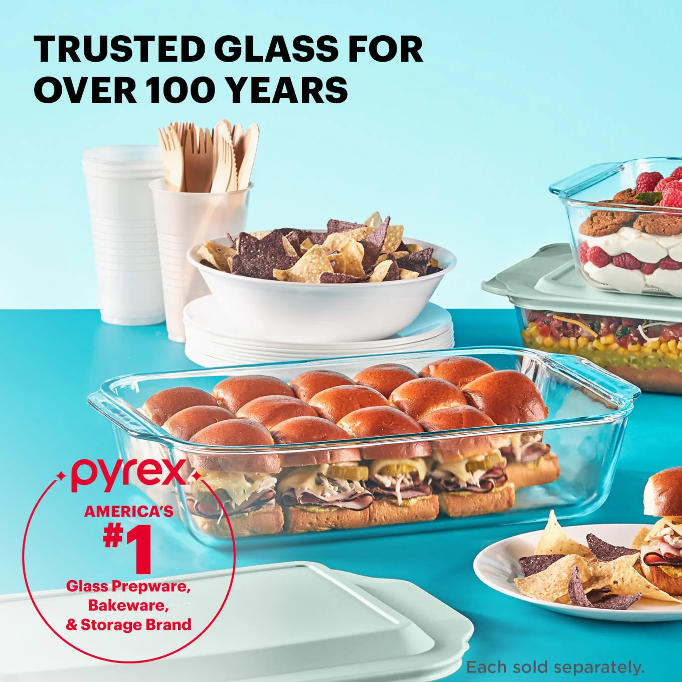 Pyrex Deep 9x13-Inch Glass Baking Dish with Lid, Deep Casserole Dish, Glass Food Container, Oven, Freezer and Microwave Safe, Clear Container - Image 3