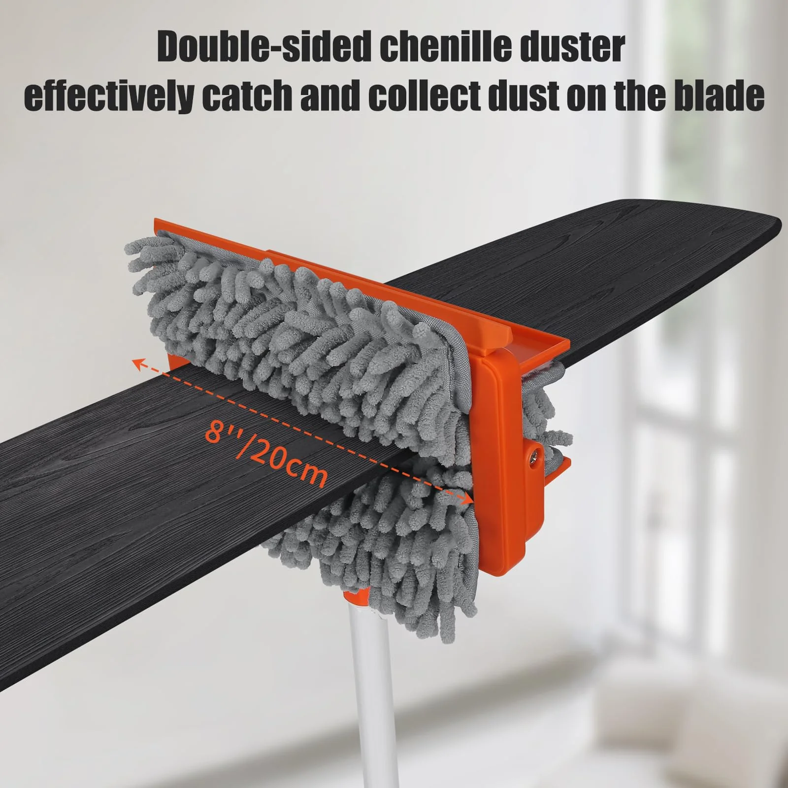 Qaestfy Ceiling Fan Cleaner Duster with 62.5‘’ Extendable Long Handle Ceiling Fan Blade Cleaning Tool, Reusable Chenille & Microfiber Mop Head for Dusting Ceiling Fan Baseboard Wall Floor - Image 6