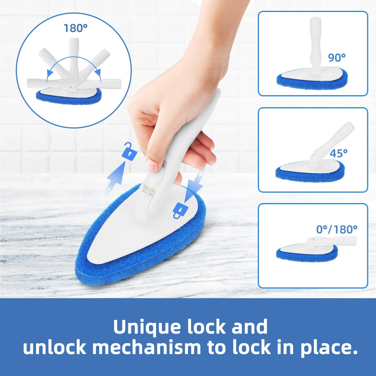 Qaestfy Shower Bathtub Tub Tile Scrubber Cleaning Brush with 51'' Handle, 5 Non-Scratch Scouring Pads, Adjustable Long Handled Scrub Brush for Cleaning Shower Bathroom Vessel Sinks Toilet Wall Floor - Image 5