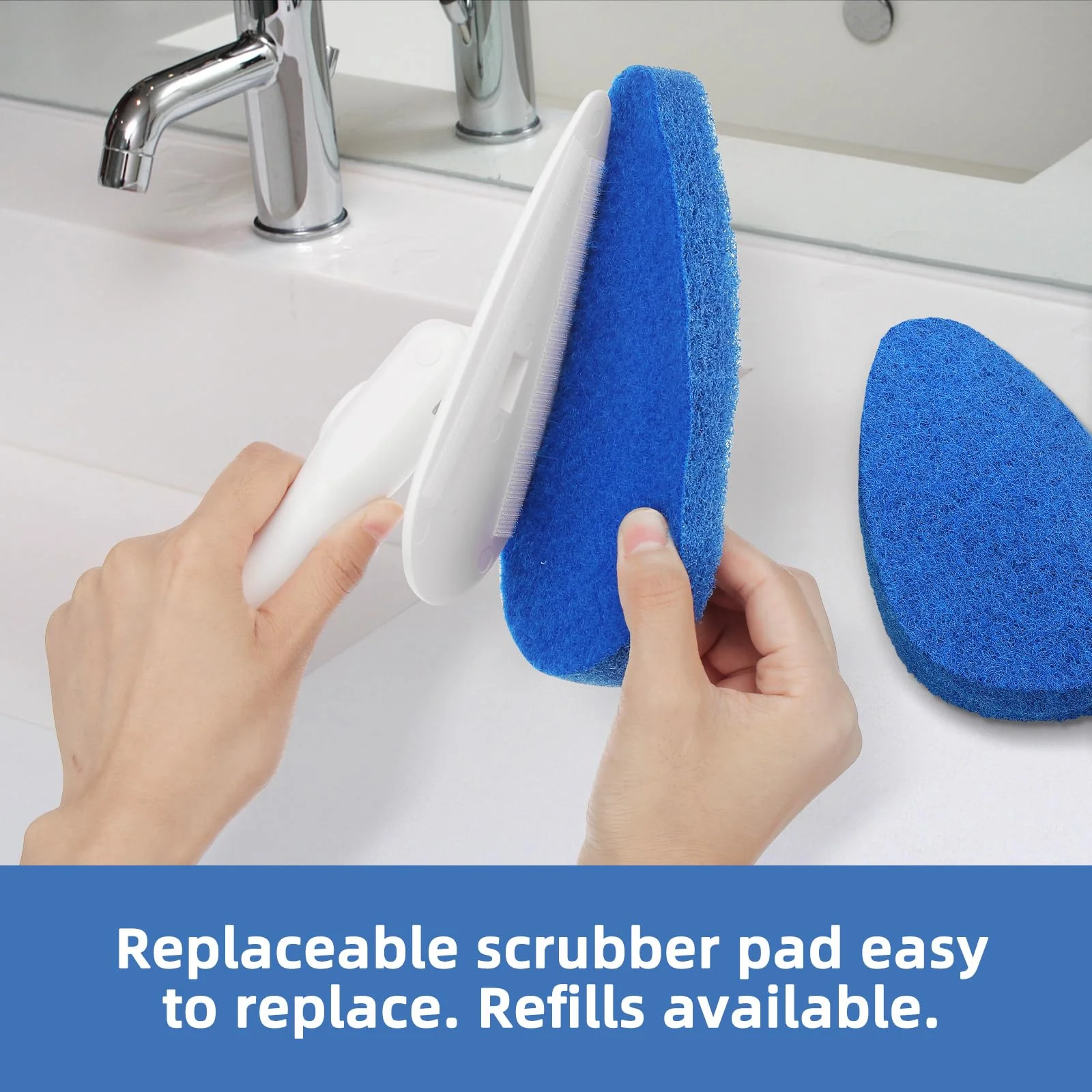 Qaestfy Shower Bathtub Tub Tile Scrubber Cleaning Brush with 51'' Handle, 5 Non-Scratch Scouring Pads, Adjustable Long Handled Scrub Brush for Cleaning Shower Bathroom Vessel Sinks Toilet Wall Floor - Image 6