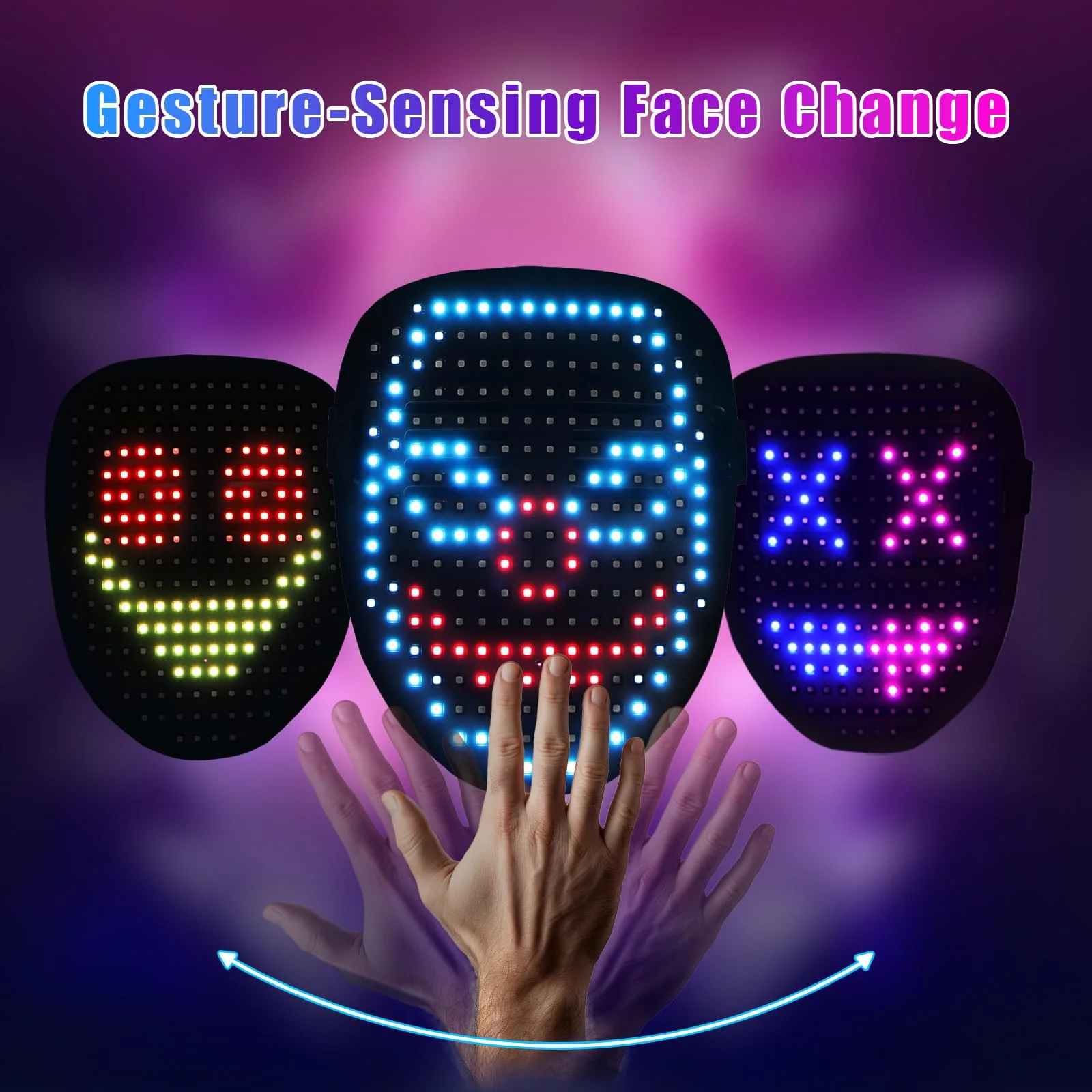 QAQ LED Mask Light Up Mask with Gesture Sensing, Cool Stuff Toys Gifts for Boys Girls, Cool Toys Gifts for Halloween Costumes Christmas Birthday Party - Image 6
