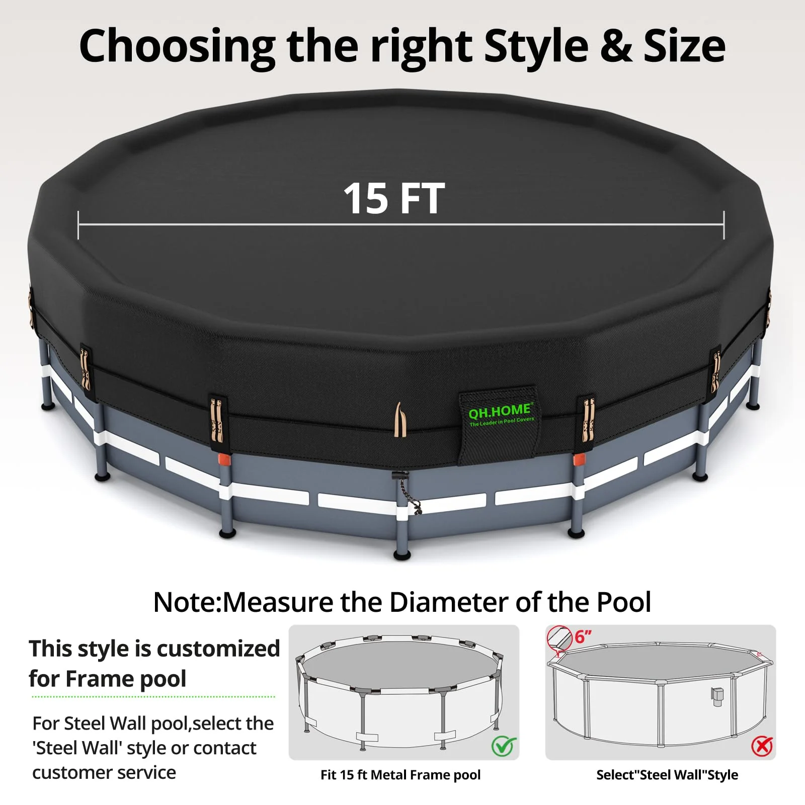 QH.HOME 550D 15 Ft Pool Cover Round[Upgraded Tear Resistant & Quadruple Windproof] with Pre-Installed Patented Winch and Velcro, Solar Cover for Above Ground Pool-Snug Fit & Waterproof Protection - Image 8