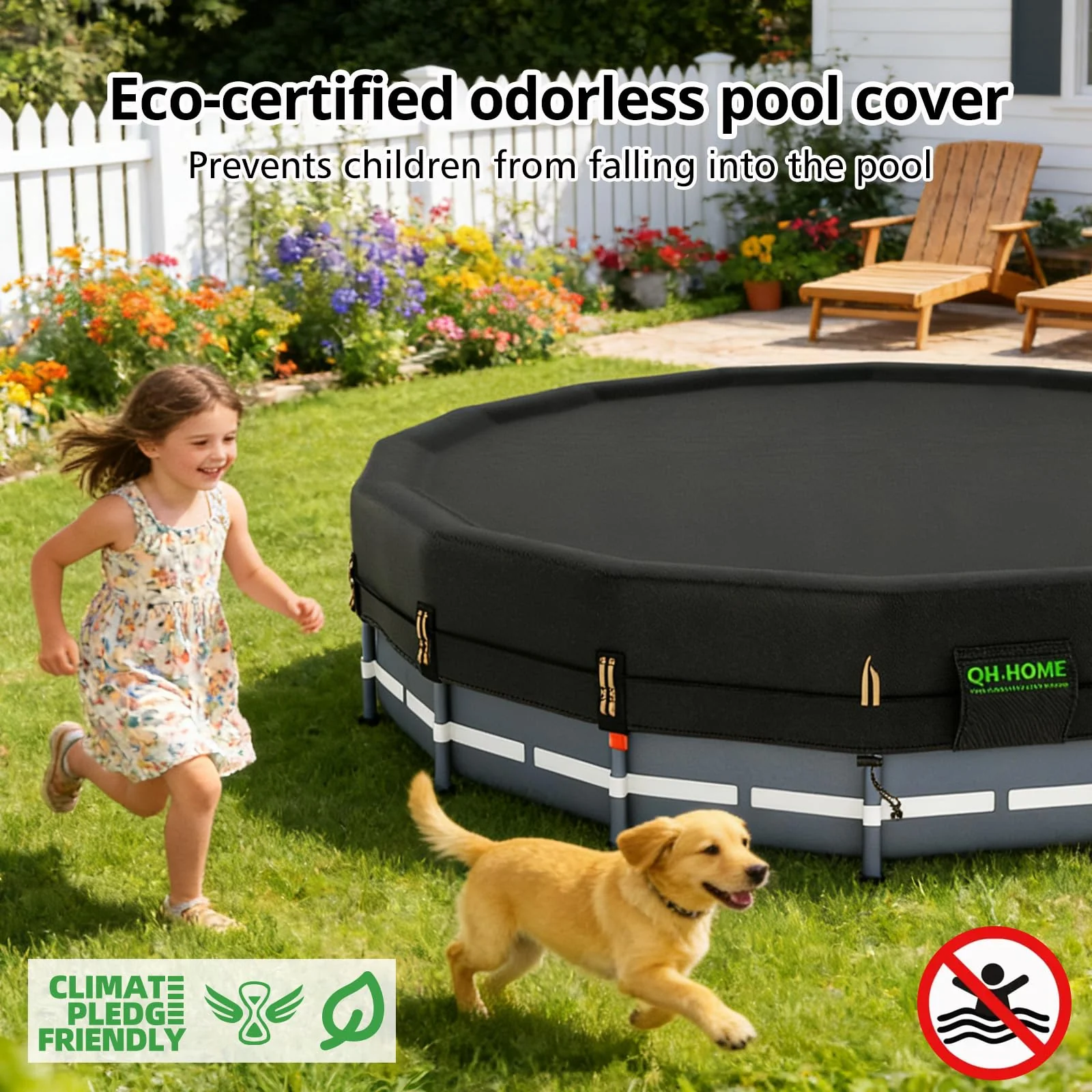 QH.HOME 550D 18Ft Pool Cover Round[Upgraded Tear Resistant & Quadruple Windproof] with Pre-Installed Patented Winch and Velcro, Solar Cover for Above Ground Pool-Snug Fit & Waterproof Protection - Image 2