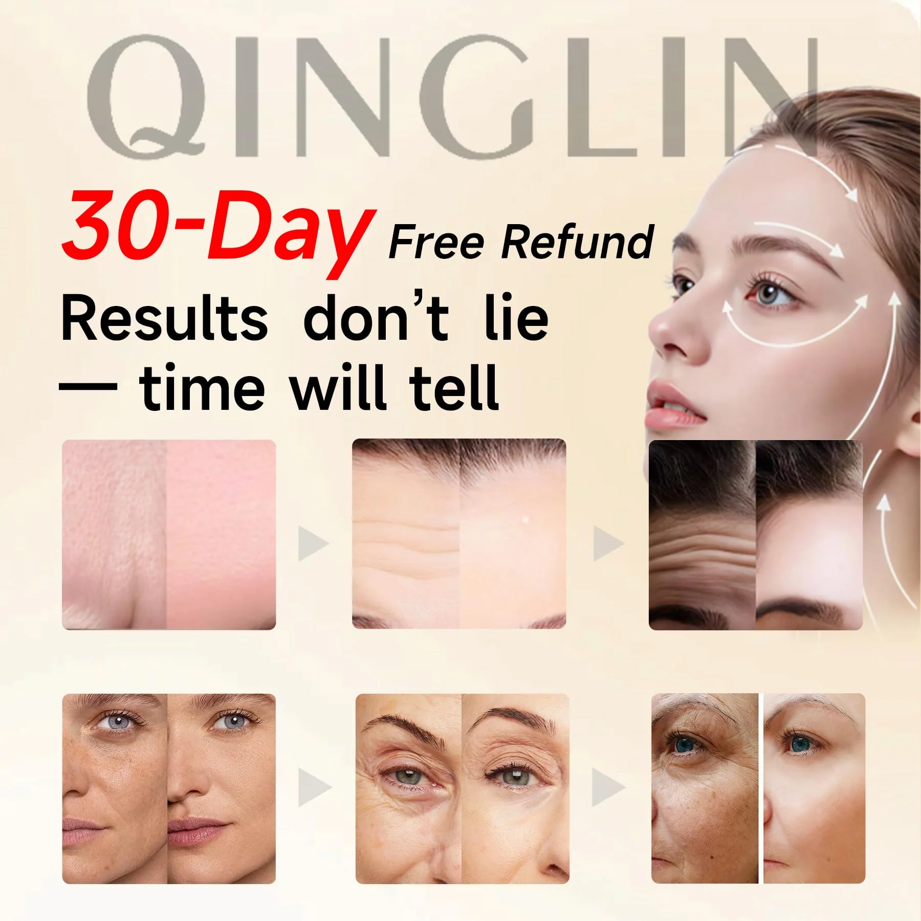 QINGLIN Polypeptide Tightening Anti-Wrinkle Cream, Firming and Smoothing Face Moisturizer, Lift & Hydrate Full Face for Youthful Skin, 1.76 oz - Image 4