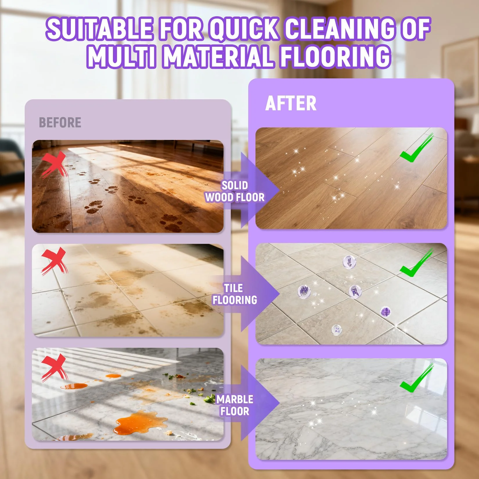 QKLYXEN Floor Cleaning Solution Compatible with Roborock – 82 FL OZ Lavender Floor Cleaner – Rich, Long-lasting Fragrance, – For All Robot Vacuums with Mopping & Cordless Wet/Dry Vacuum Mop Cleaner - Image 2