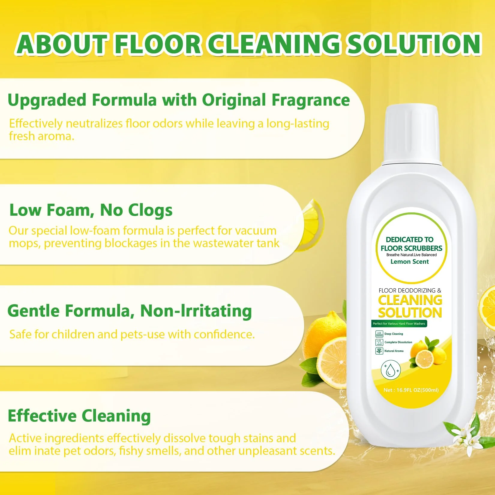 QKLYXEN Floor Cleaning Solution Compatible with Tineco – Lemon Floor Cleaner – Long-Lasting, Zesty Scent – For All Cordless Wet/Dry Vacuum Mop Cleaner & Robot Vacuums with Mopping (2 Bottle) - Image 5