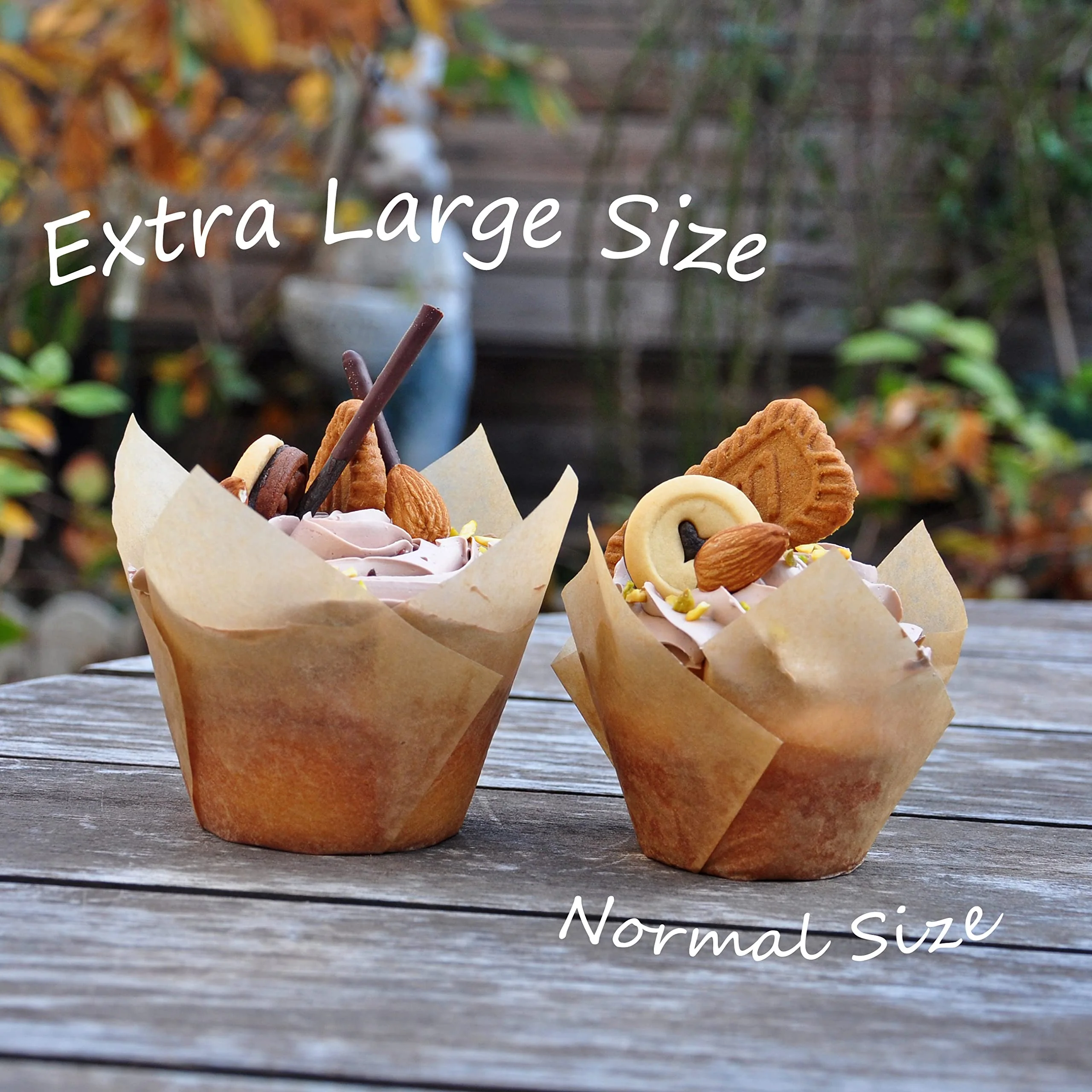 QLSmypkg Extra Large Jumbo Muffin Greaseproof paper Baking cupcake cups, 2-1/4" x 3-3/4" Natural Tulip Baking Cup Case of 125 pcs (Extra Large) (125) - Image 6
