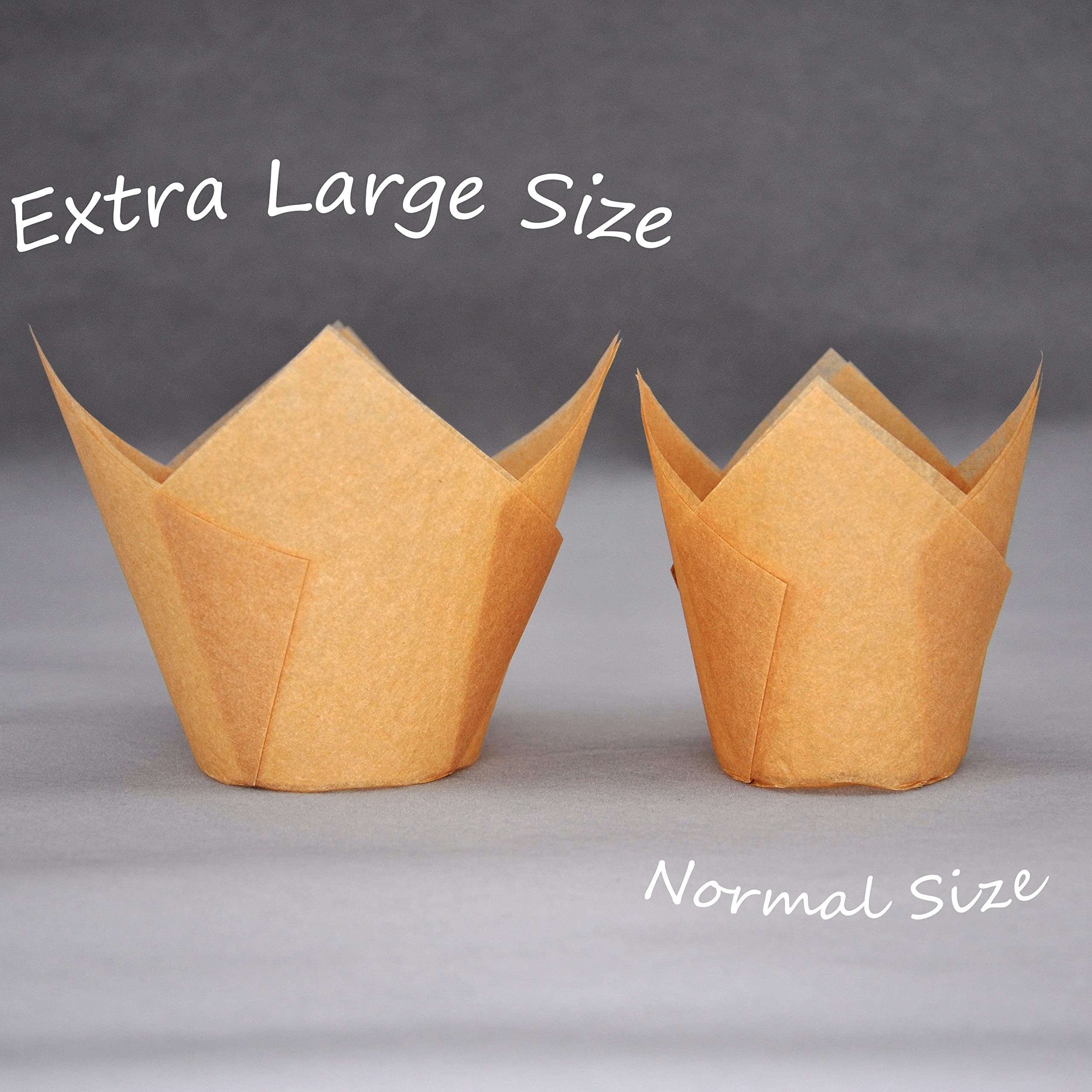 QLSmypkg Extra Large Jumbo Muffin Greaseproof paper Baking cupcake cups, 2-1/4" x 3-3/4" Natural Tulip Baking Cup Case of 125 pcs (Extra Large) (125) - Image 7
