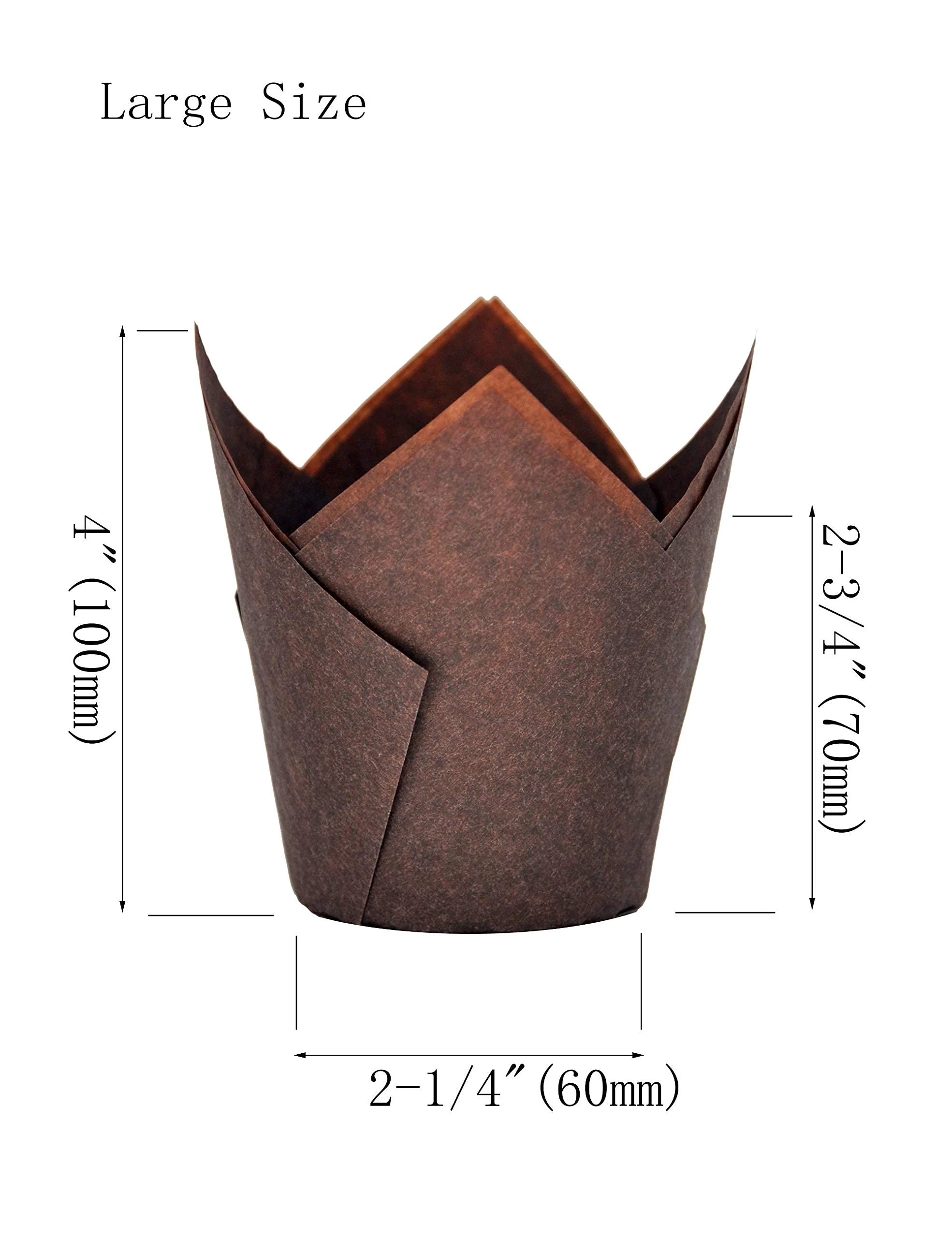 QLSmypkg Large Greaseproof paper Wrappers Muffin Baking cupcake cups liners, 2-1/4" x 4" Natural,Brown,White 3 colours in a box Tulip Baking Cups Holders 125 pcs (Large) (125, Multi 3) - Image 6