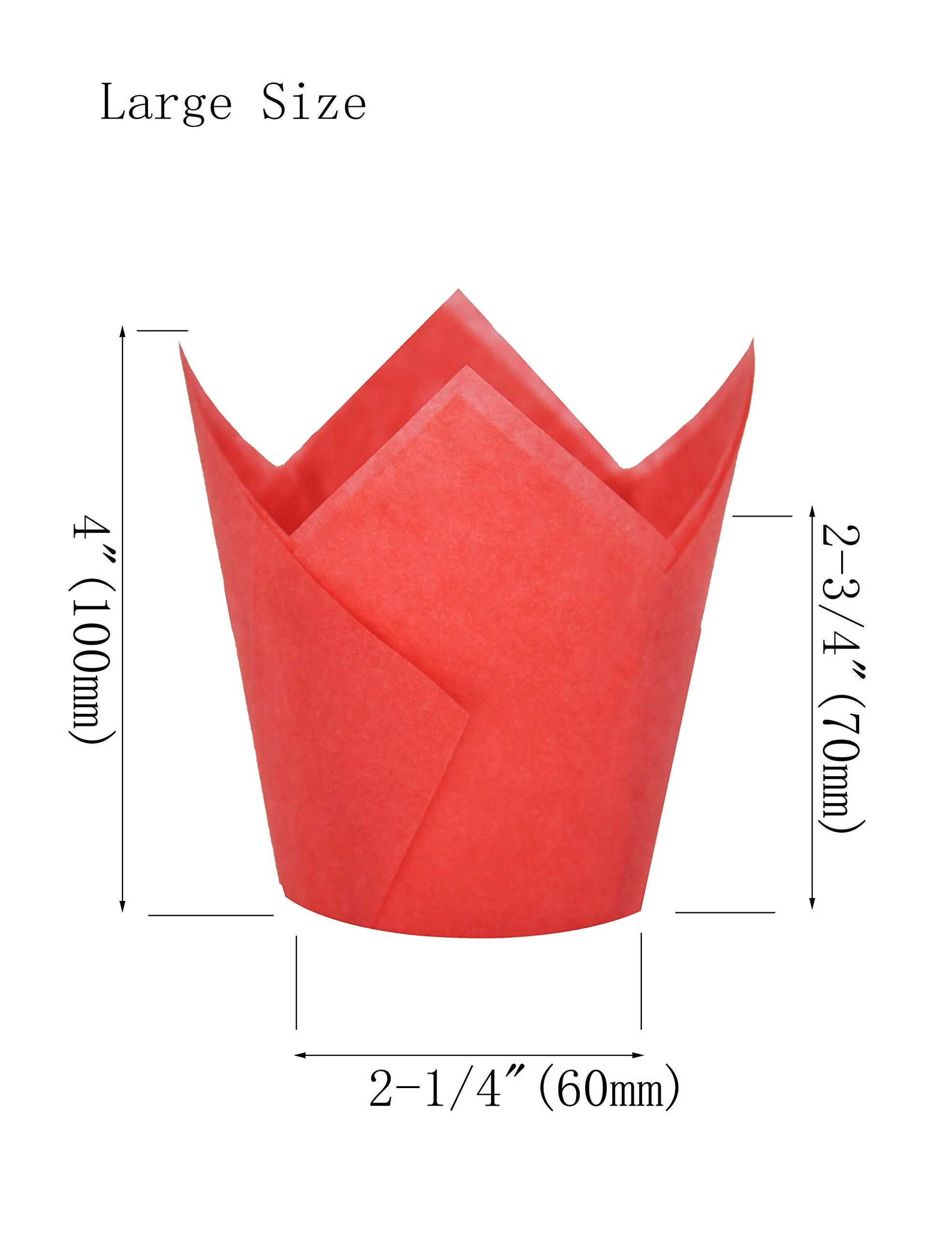 QLSmypkg Large Greaseproof paper Wrappers Muffin Baking cupcake cups liners, 2-1/4" x 4" Natural,Red,Yellow 3 colours in a box Tulip Baking Cups Holders 125 pcs (Large) (125, Multi Red,Yellow,Natural) - Image 7