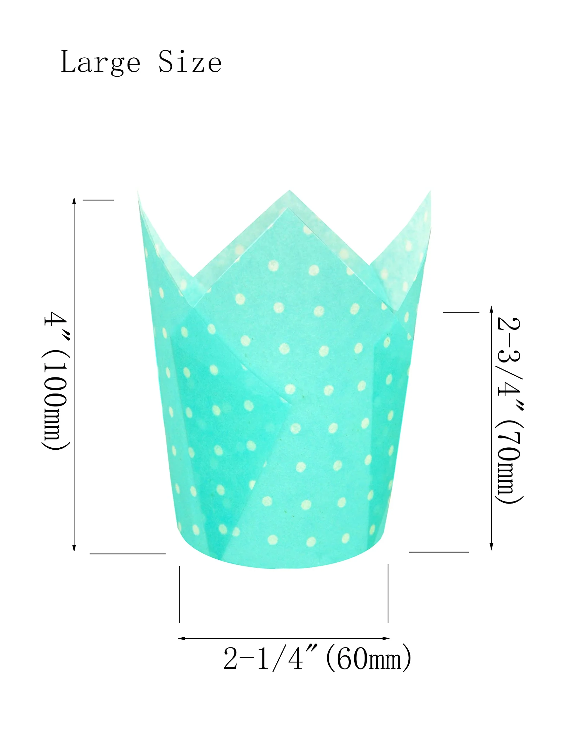 QLSmypkg Large Muffin Greaseproof paper Baking cupcake cups, 2-1/4" x 4" Blue printed with Polka Dot Tulip Baking Cup(Large) (125pcs) - Image 5