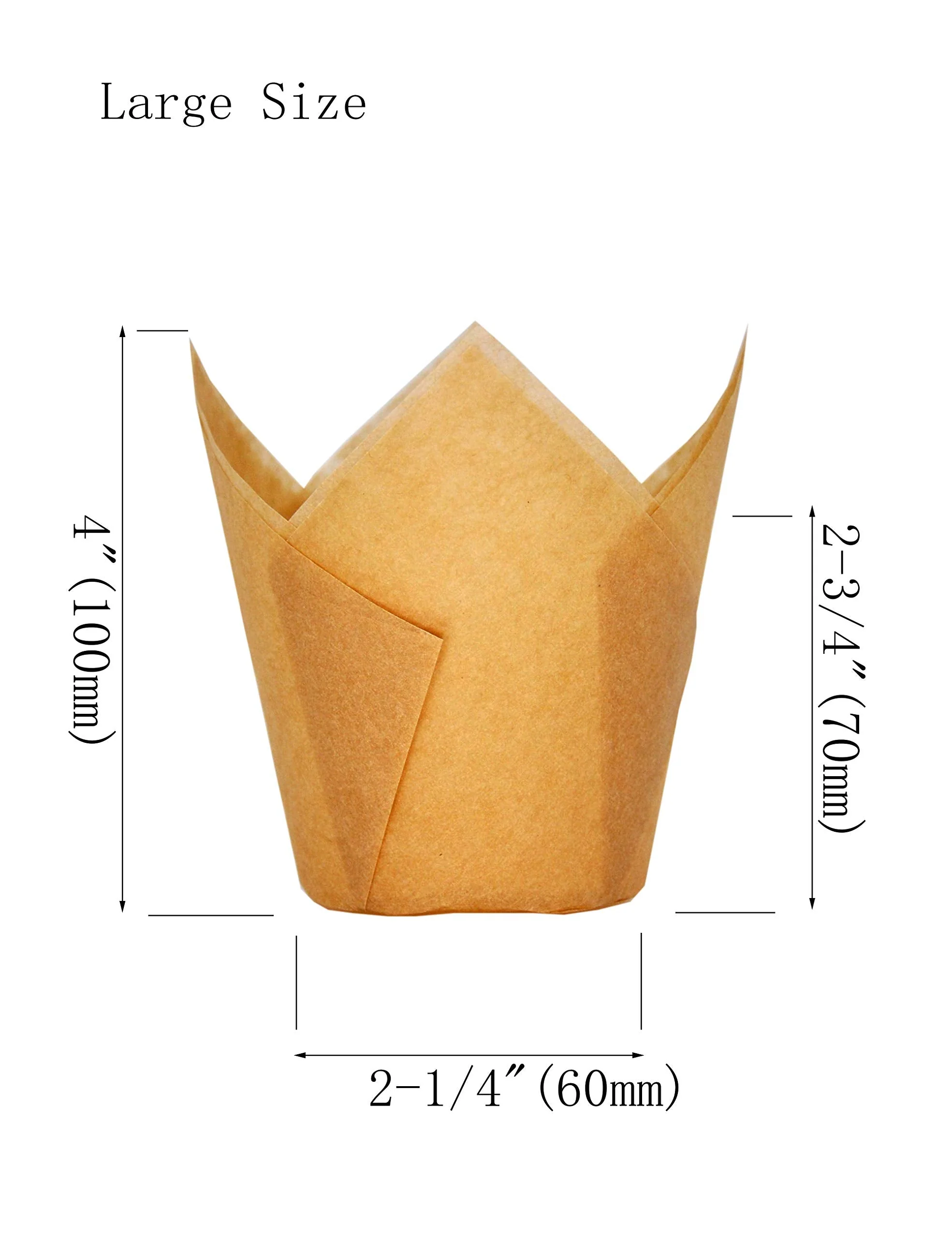QLSmypkg Large Muffin Greaseproof paper Baking cupcake cups, 2-1/4" x 4" Natural Tulip Baking Cup Case of 125 pcs (Large size) (125) - Image 7