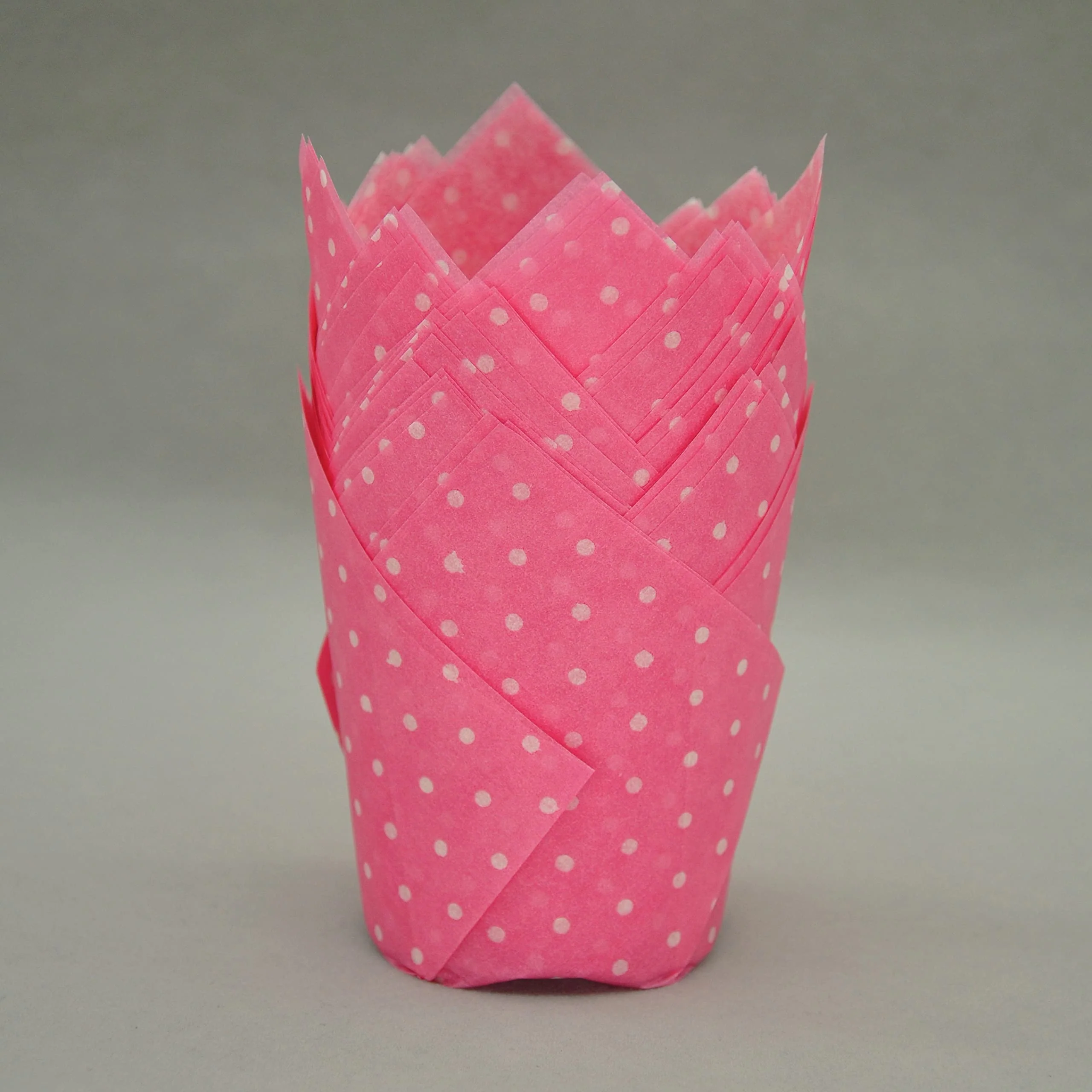 QLSmypkg Large Muffin Greaseproof paper Baking cupcake cups, 2-1/4" x 4" Pink printed with Polka Dot Tulip Baking Cup(Large) (125pcs) - Image 2
