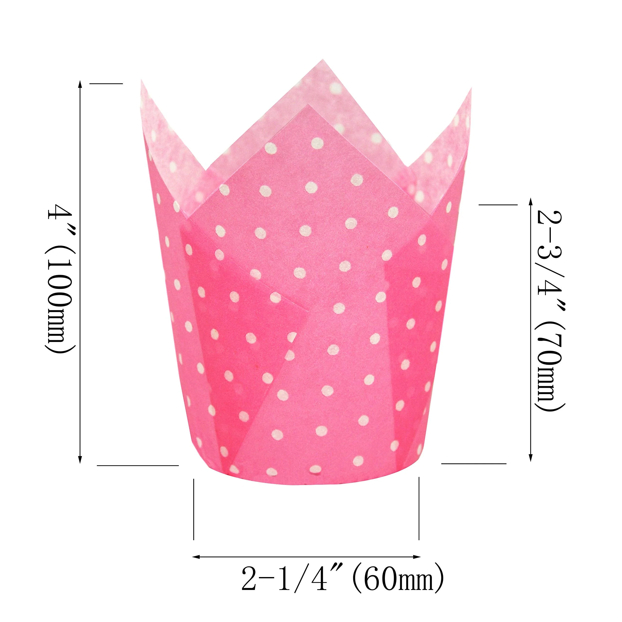 QLSmypkg Large Muffin Greaseproof paper Baking cupcake cups, 2-1/4" x 4" Pink printed with Polka Dot Tulip Baking Cup(Large) (125pcs) - Image 5