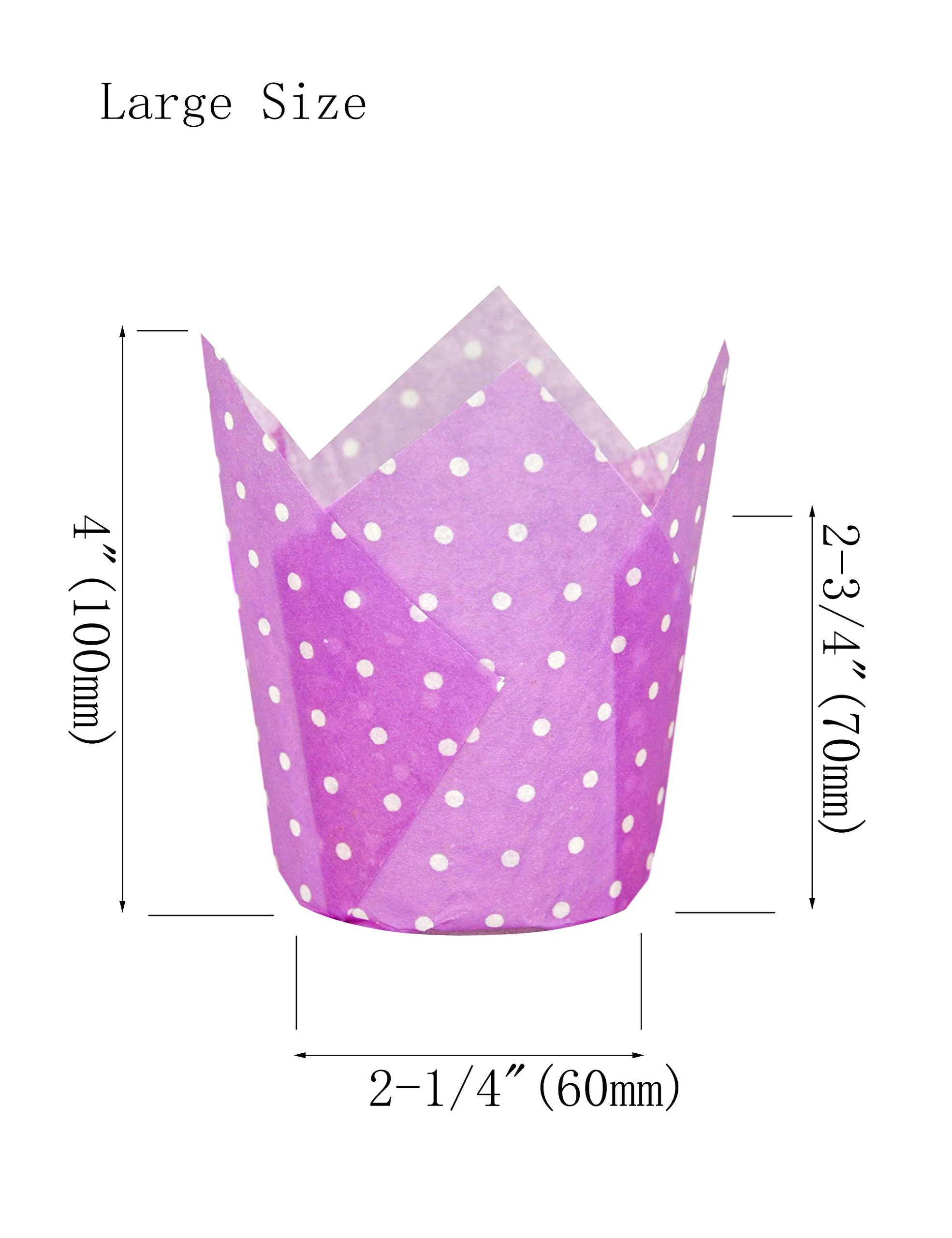 QLSmypkg Large Muffin Greaseproof paper Baking cupcake cups, 2-1/4" x 4" Purple printed with Polka Dot Tulip Baking Cup(Large) (125pcs) - Image 5
