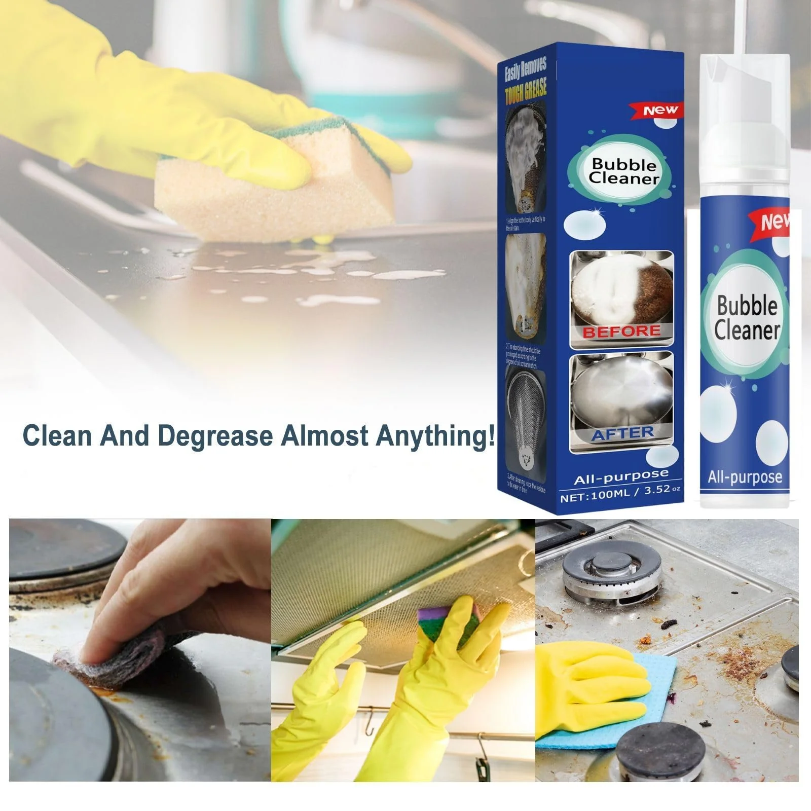 QUAAM Bubble Cleaner Foam,All-Purpose Bubble Cleaner Spray, Foam Cleaner All Purpose Duty, Suitable for Cleaning Pots - Image 2