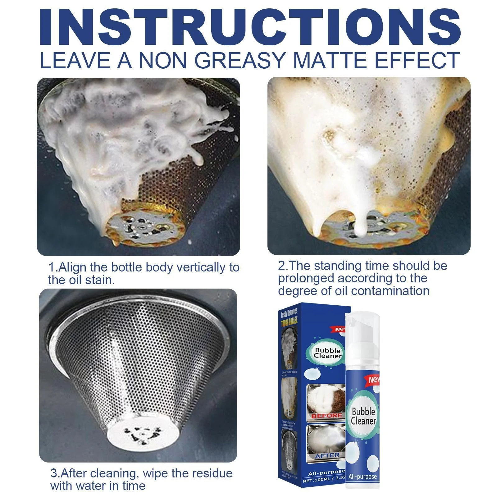 QUAAM Bubble Cleaner Foam,All-Purpose Bubble Cleaner Spray, Foam Cleaner All Purpose Duty, Suitable for Cleaning Pots - Image 3
