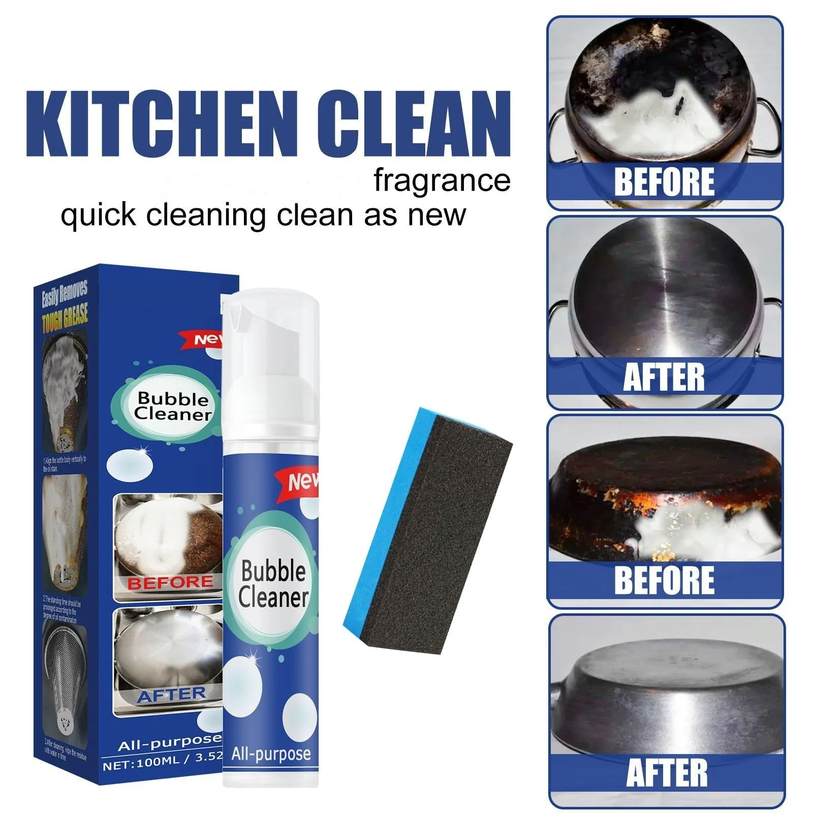 QUAAM Bubble Cleaner Foam,All-Purpose Bubble Cleaner Spray, Foam Cleaner All Purpose Duty, Suitable for Cleaning Pots - Image 8