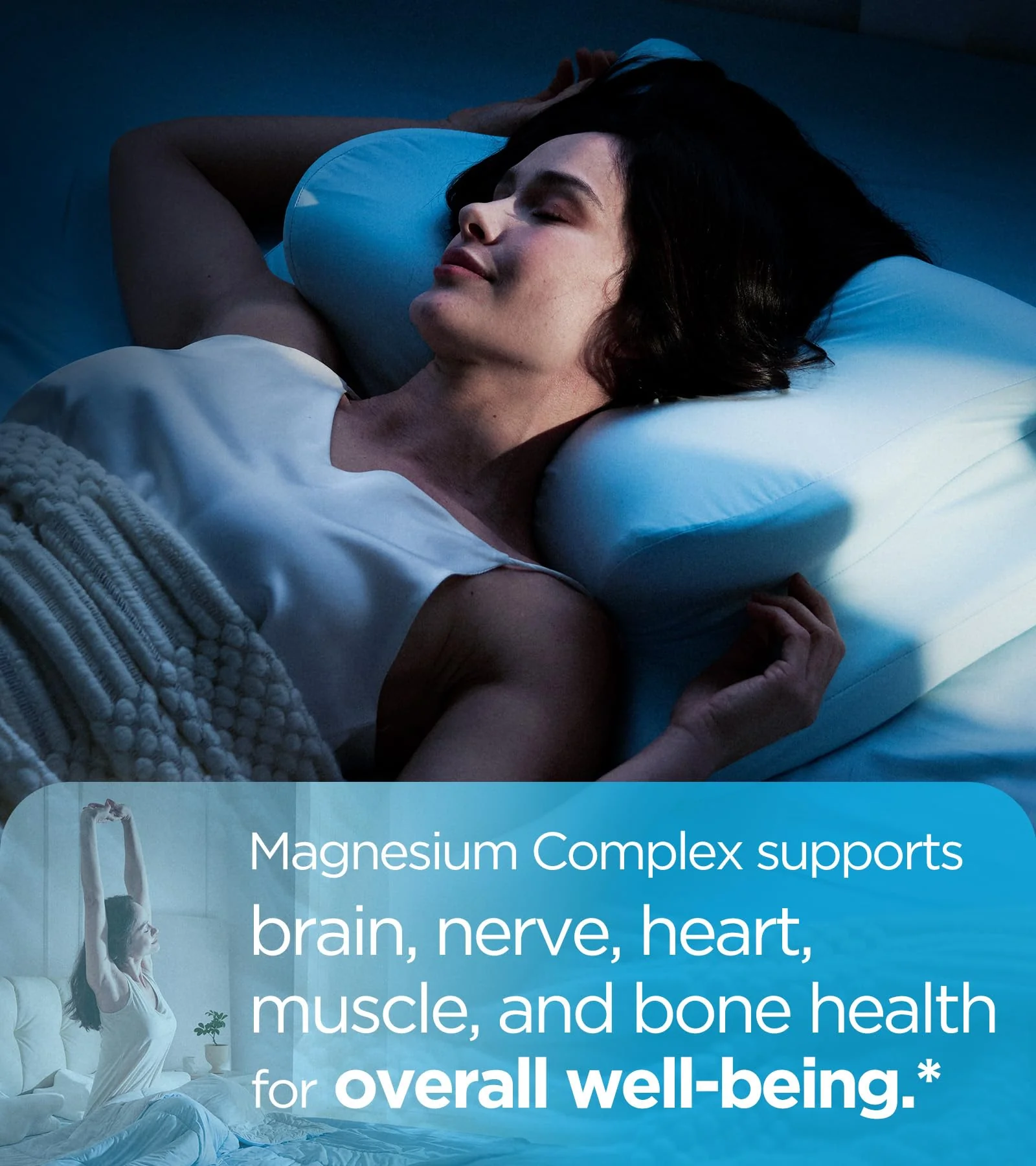 Quadruple Magnesium Supplement, 400mg of Chelate Magnesium Glycinate, L-threonate, Citrate & Malate | Max Absorption Complex w/Vitamin D3 & B6, for Sleep Heart Muscles Nerves, Non-GMO, 60 Vegan Caps - Image 2