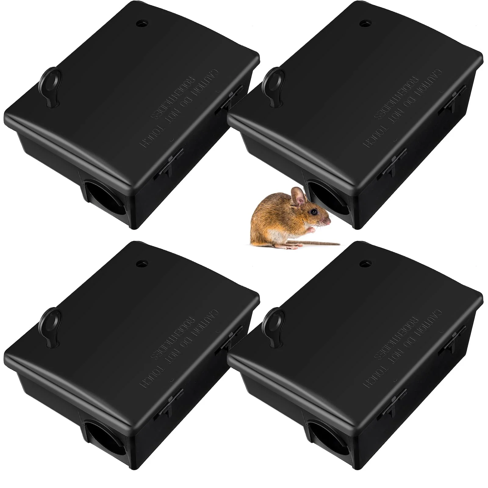 Qualirey Rat Stations Large Rodent with Key Reusable Mouse Stations Mice Blocks Heavy Duty Boxes for Outdoor Rodents Mice Blocks, Black(9.8 x 7.5 x 3.9 Inches,Classic,4 Pack) - Image 2