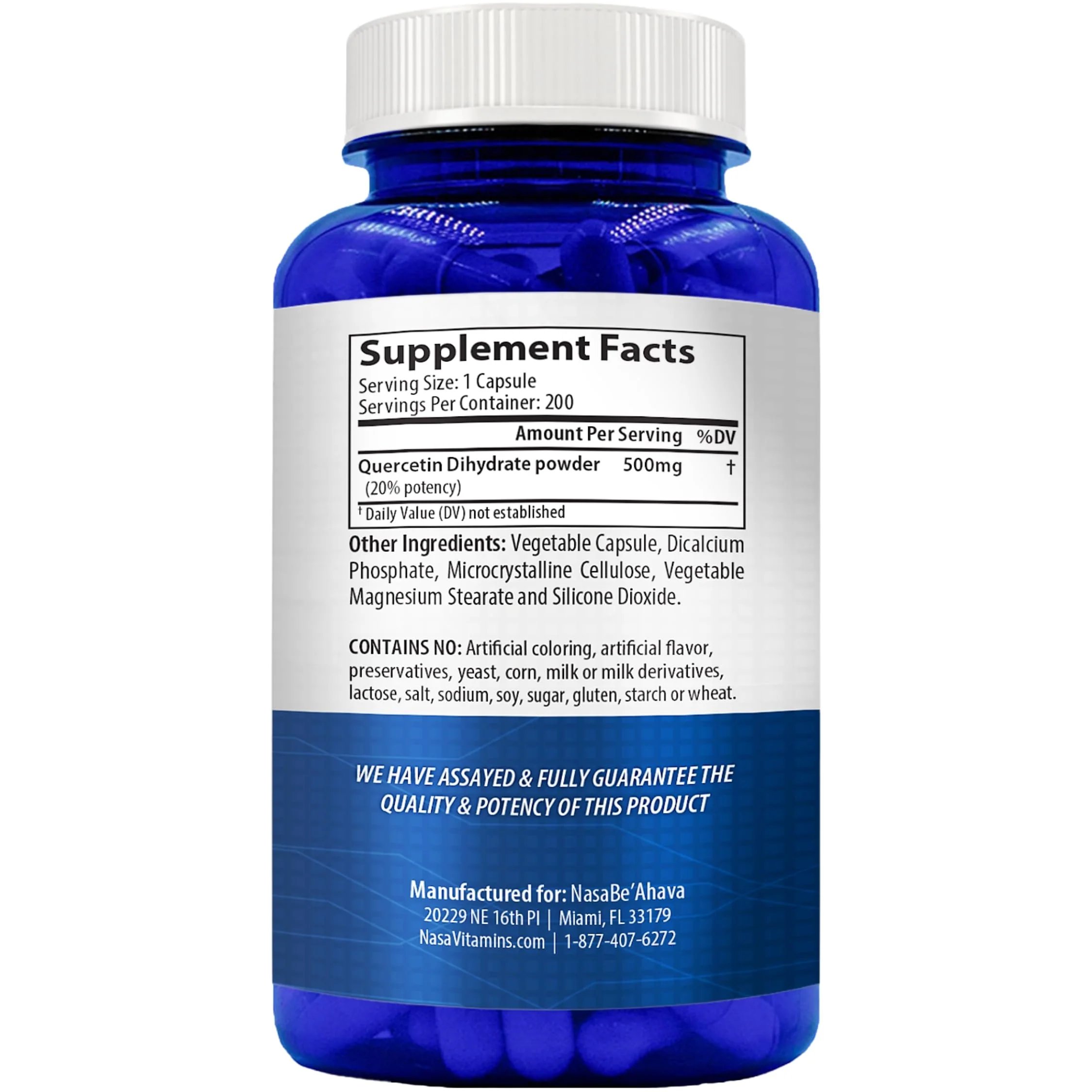 Quercetin 500mg Capsules | Vegan Friendly Quercetin Dihydrate High Potency Antioxidant Supplement for Skin Heart and Immune Support | Gluten-Free | Made in the USA in GMP Facilities (200 Servings) - Image 3