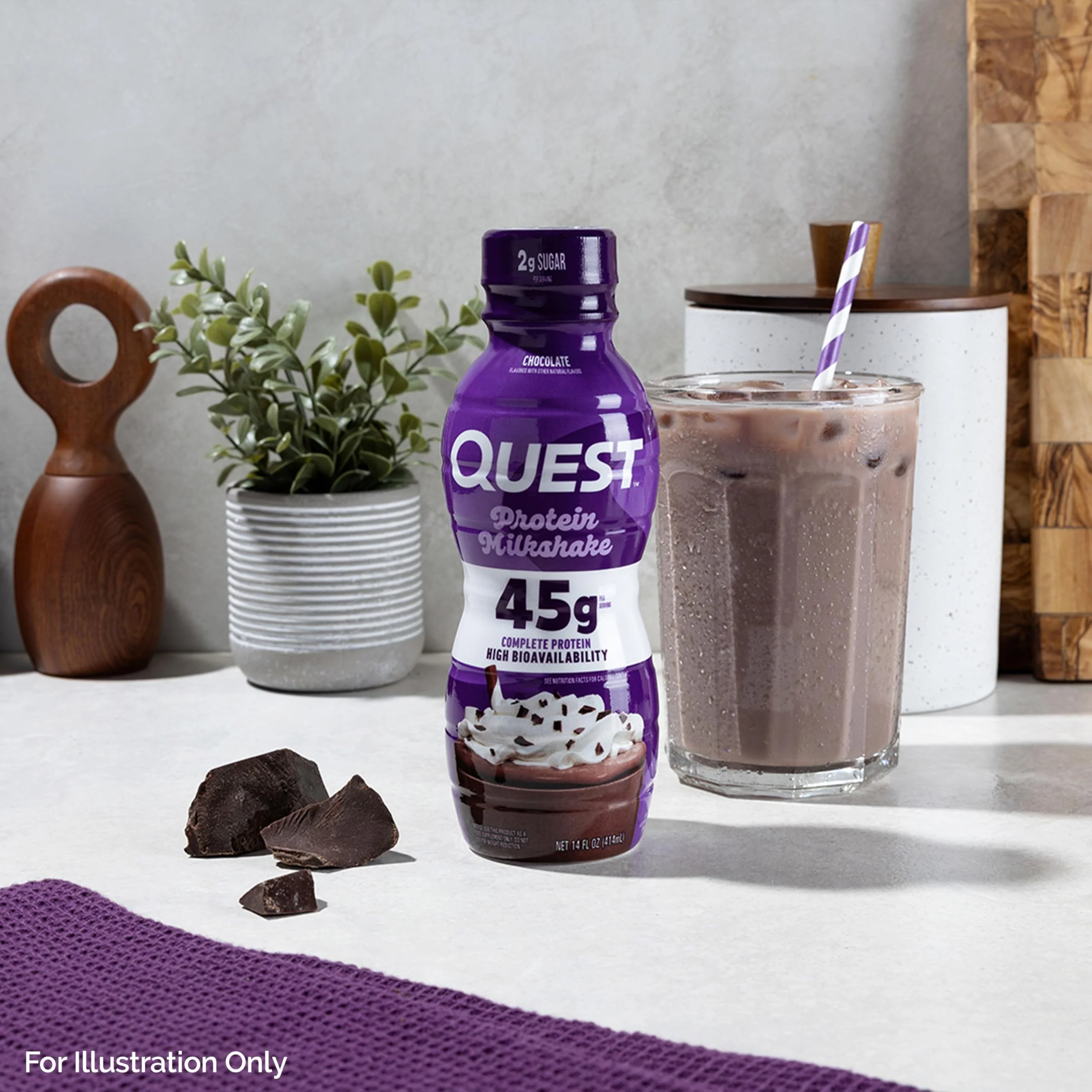 Quest Nutrition Chocolate Protein Shake, 45g Protein, 2g Sugar, 4g Net Carbs, Ready to Drink, Gluten Free, 12 Count - Image 4