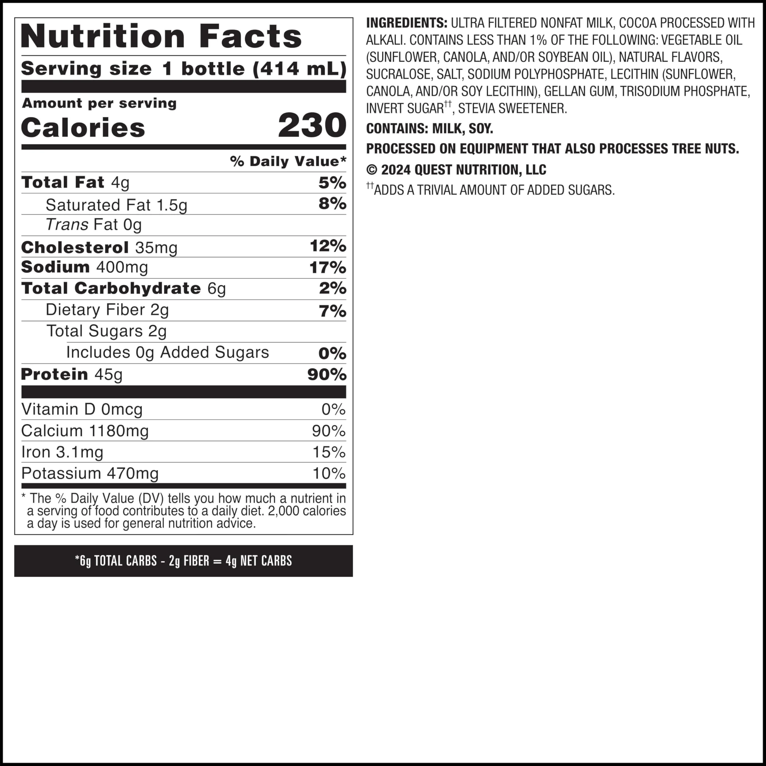 Quest Nutrition Chocolate Protein Shake, 45g Protein, 2g Sugar, 4g Net Carbs, Ready to Drink, Gluten Free, 12 Count - Image 7
