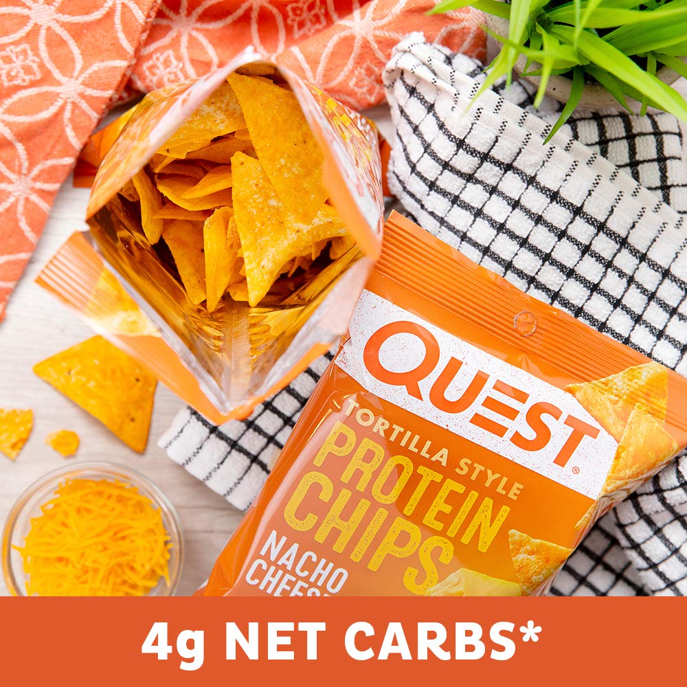 Quest Nutrition Nacho Cheese Tortilla Style Protein Chips, 18g Protein, 4g Net Carb, Gluten Free, 1.1 oz (Pack of 12) - Image 6