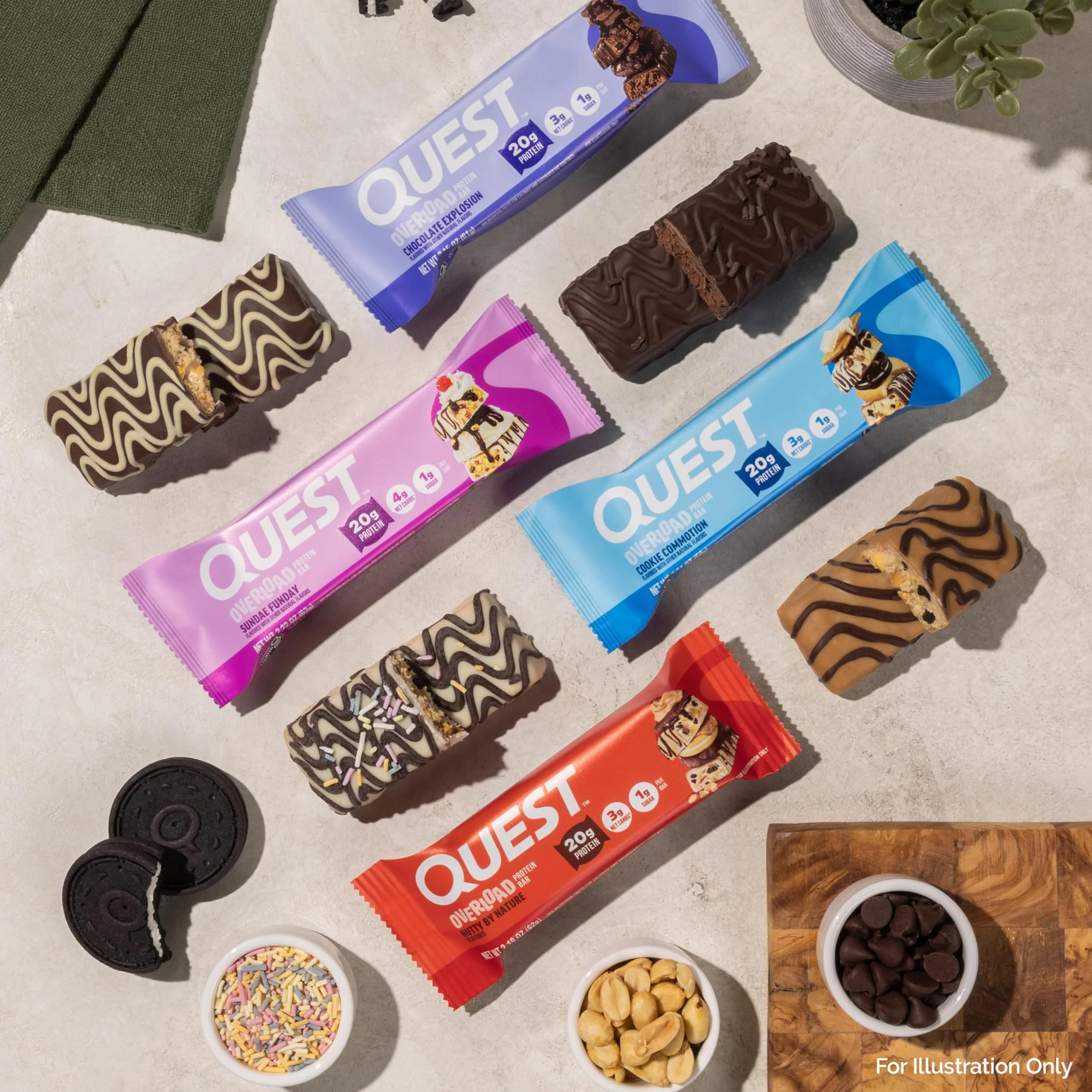 Quest Nutrition Overload Protein Bars, Nutty by Nature Flavored Protein Bars, 20g Protein, 1g Sugar, 3g Net Carbs, Gluten Free, 12 Count - Image 6