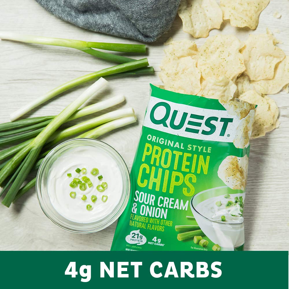 Quest Nutrition Protein Chips, Sour Cream & Onion, 21g Protein, 3g Net Carbs, 130 Cals, 1.1 oz Bag, 1 Count, High Protein, Low Carb, Gluten Free, Soy Free, Potato Free (Pack of 2) - Image 4