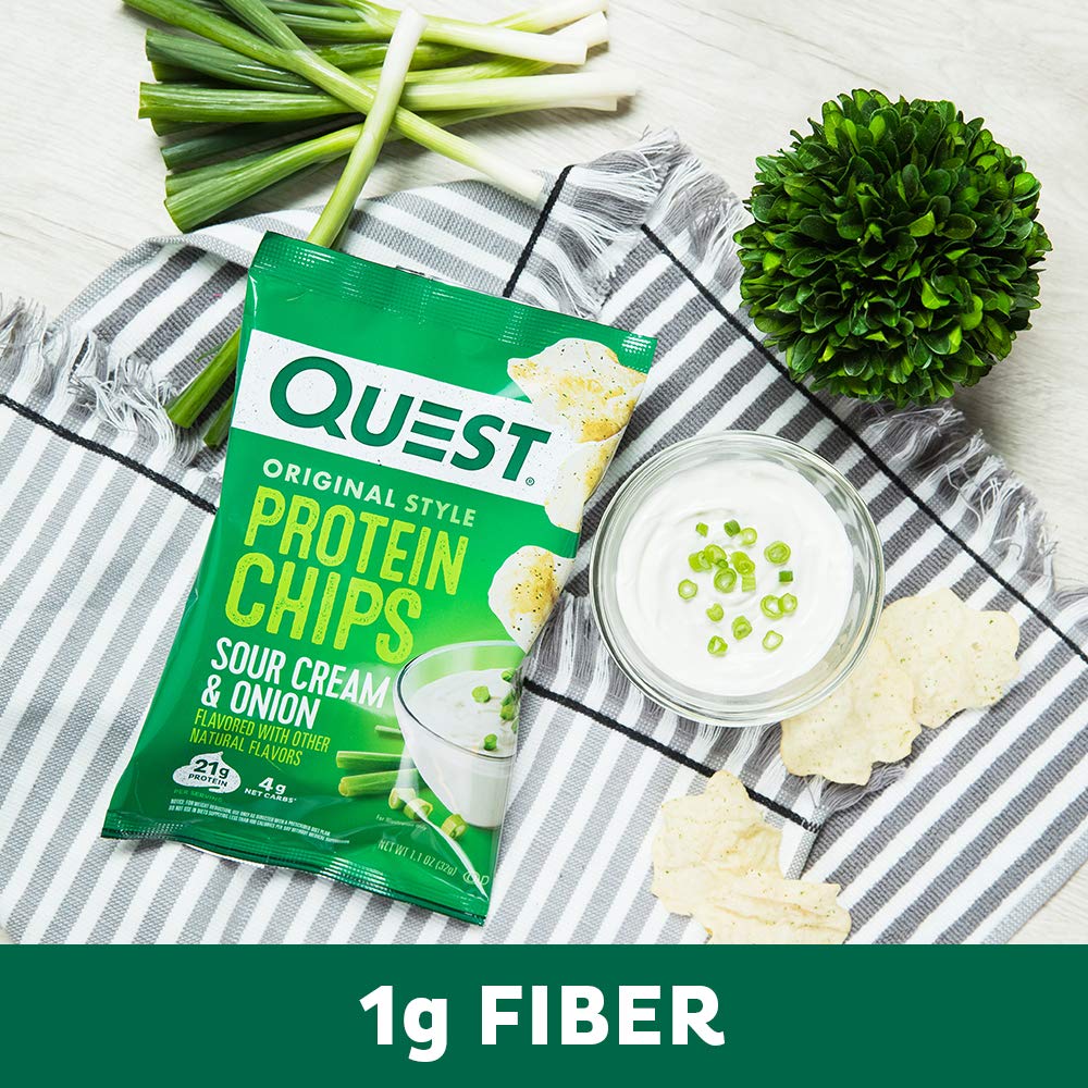 Quest Nutrition Protein Chips, Sour Cream & Onion, 21g Protein, 3g Net Carbs, 130 Cals, 1.1 oz Bag, 1 Count, High Protein, Low Carb, Gluten Free, Soy Free, Potato Free (Pack of 2) - Image 5