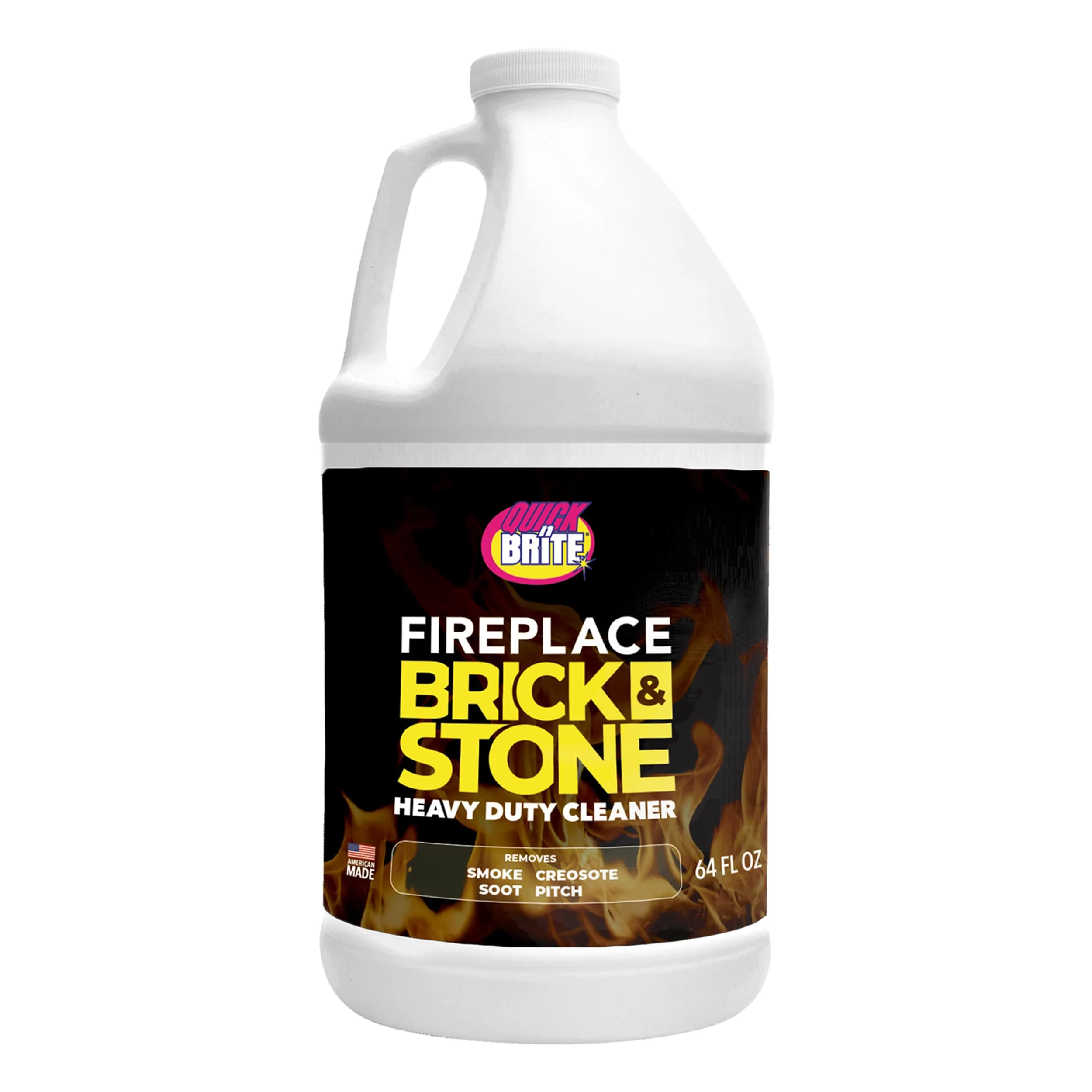 Quick 'n Brite Fireplace Gel Cleaner for Brick, Stone, Rock, Tile, and Marble, Nonabrasive Fireplace Cleaner, Made in the USA, 64oz