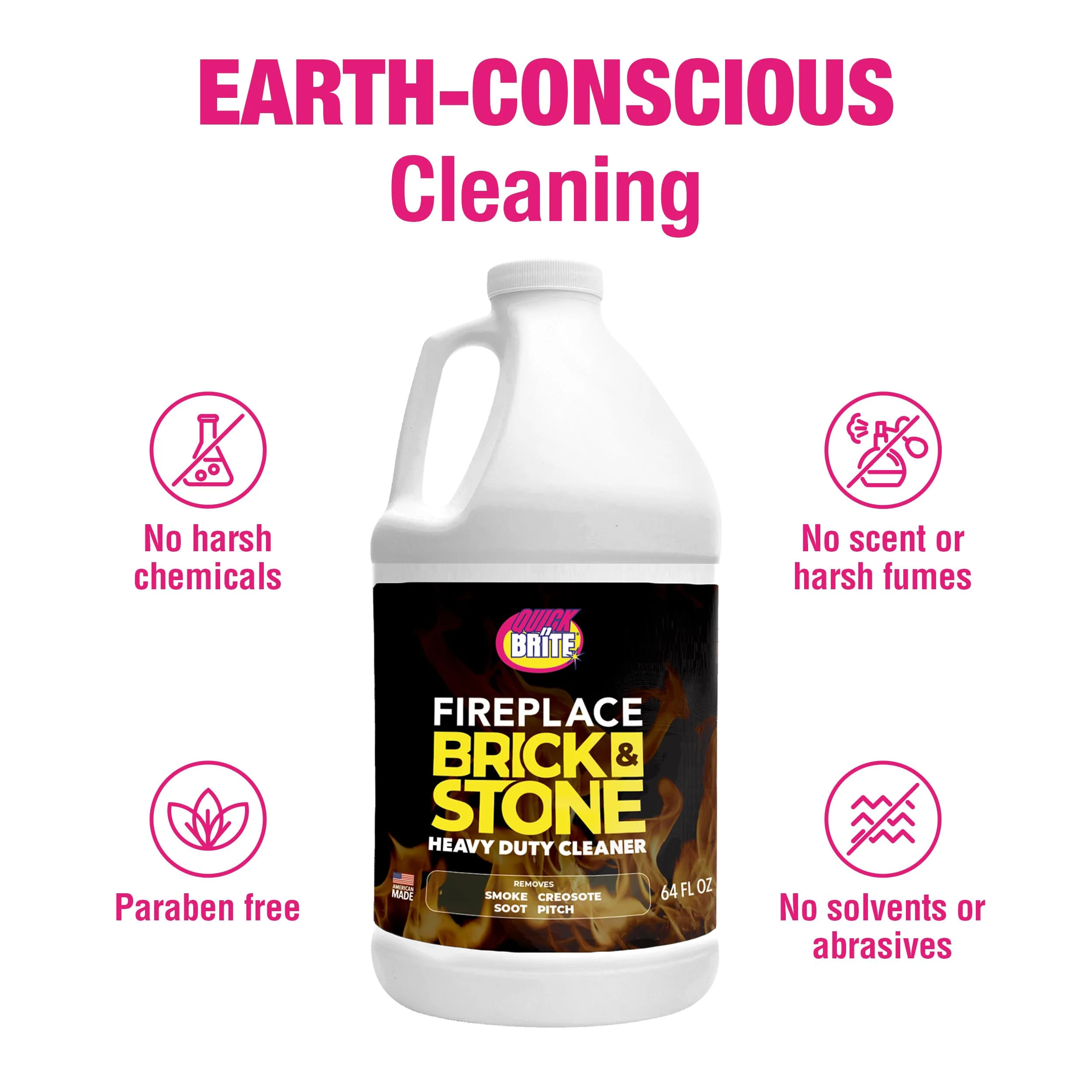 Quick 'n Brite Fireplace Gel Cleaner for Brick, Stone, Rock, Tile, and Marble, Nonabrasive Fireplace Cleaner, Made in the USA, 64oz - Image 4