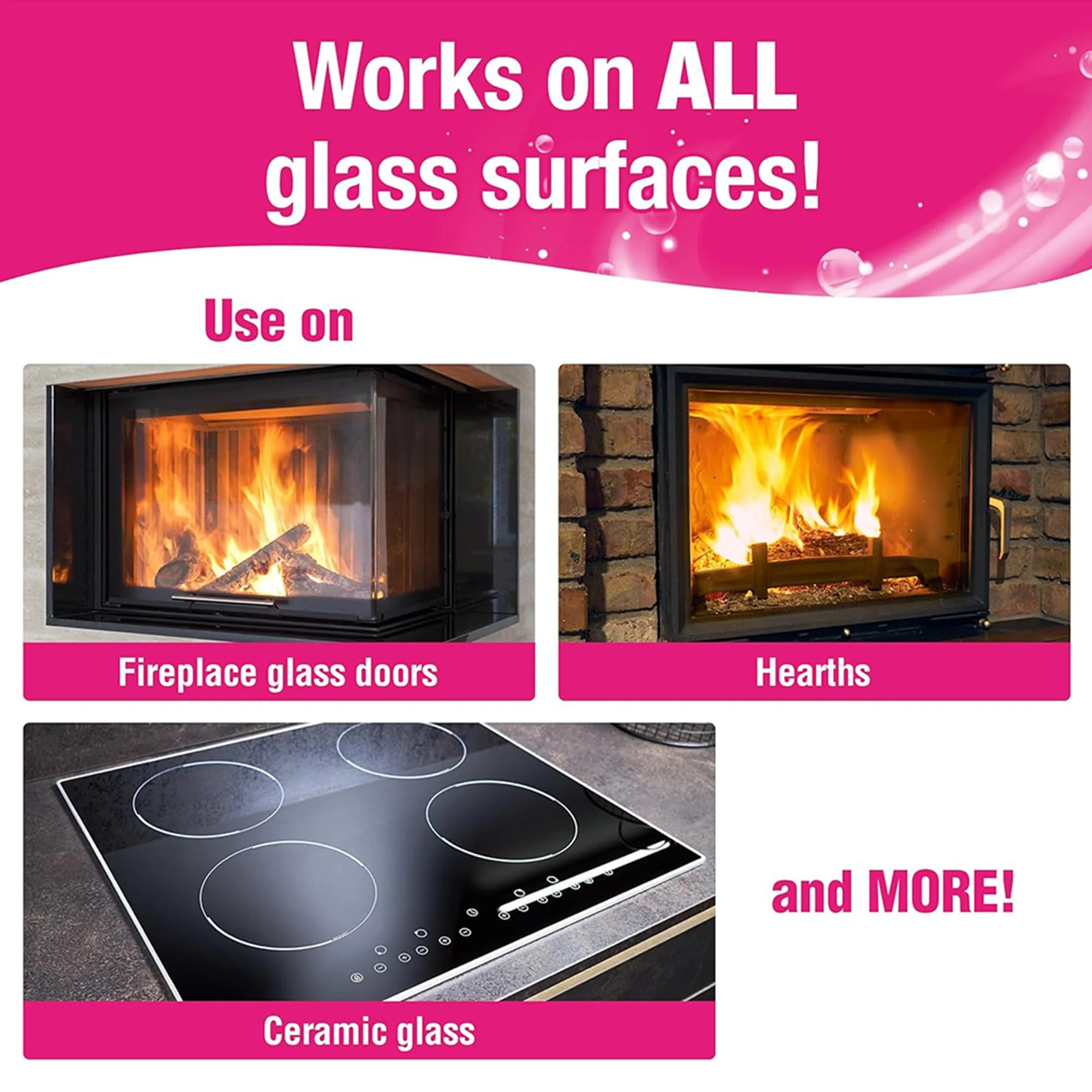 Quick 'n Brite Fireplace Glass Cleaner Kit – Heavy-Duty 16oz Cleaner with Scraper Tool, Melamine & Scrubber Sponges, Microfiber Towel – Glass, Wood Stove & Fireplace Door Cleaning - Made in the USA - Image 6