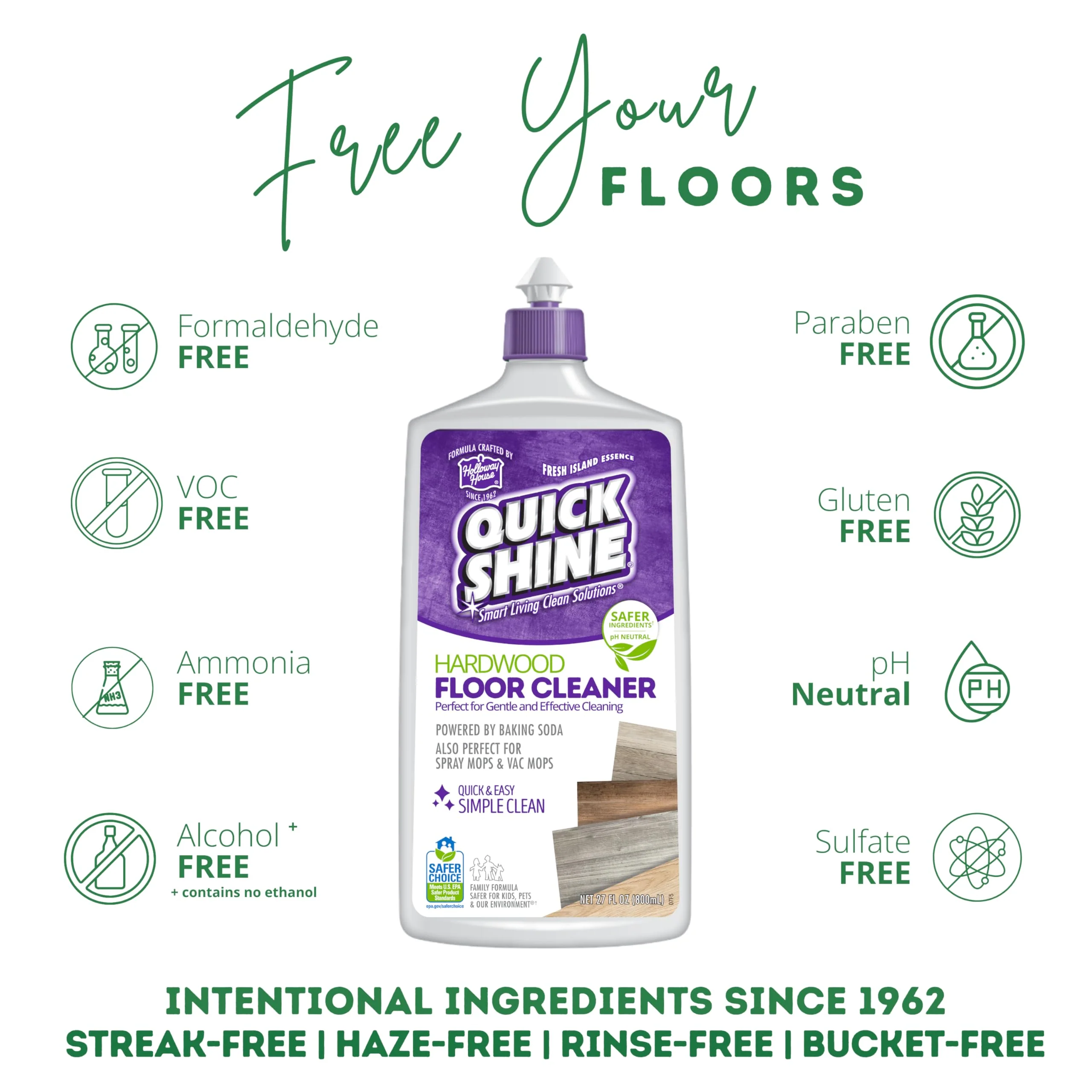 Quick Shine Hardwood Floor Cleaner & Wood Floor Polish w/Plant-Derived Carnauba 27oz Bottles,Removes Scratches,Safer Choice,A Clean That Can Be Seen,(Pack of 4) - Image 10