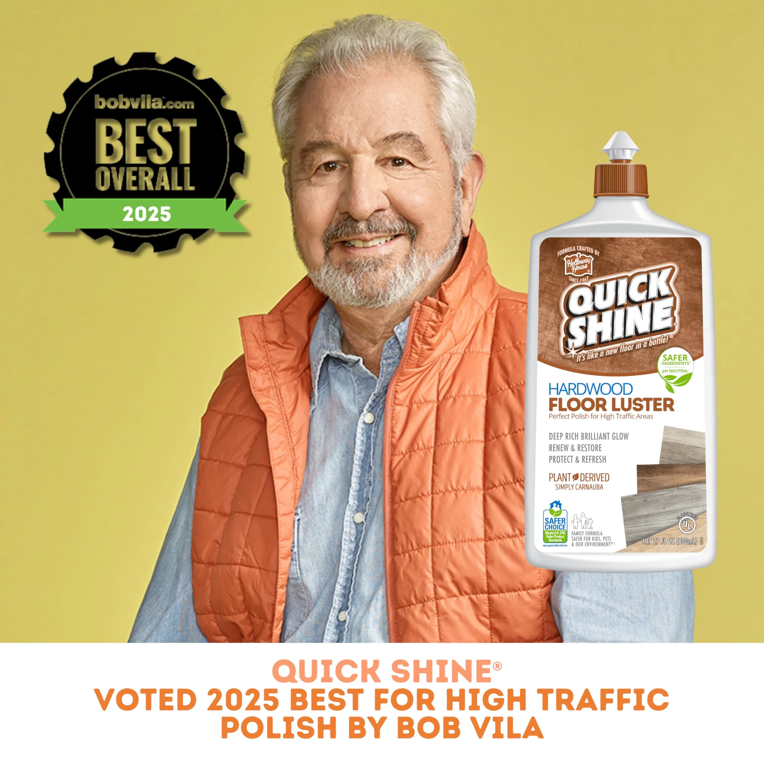 Quick Shine Hardwood Floor Luster-Polish 27oz-2pk | Plant-Derived w/Carnauba | Safer Choice, No PFAS, pH Neutral | Ready to Use Formula w/Anti-Slip Technology | Simply Squirt & Spread | Made in USA - Image 16