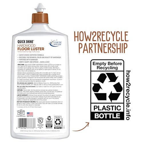 Quick Shine Hardwood Floor Luster-Polish 27oz-2pk | Plant-Derived w/Carnauba | Safer Choice, No PFAS, pH Neutral | Ready to Use Formula w/Anti-Slip Technology | Simply Squirt & Spread | Made in USA - Image 2
