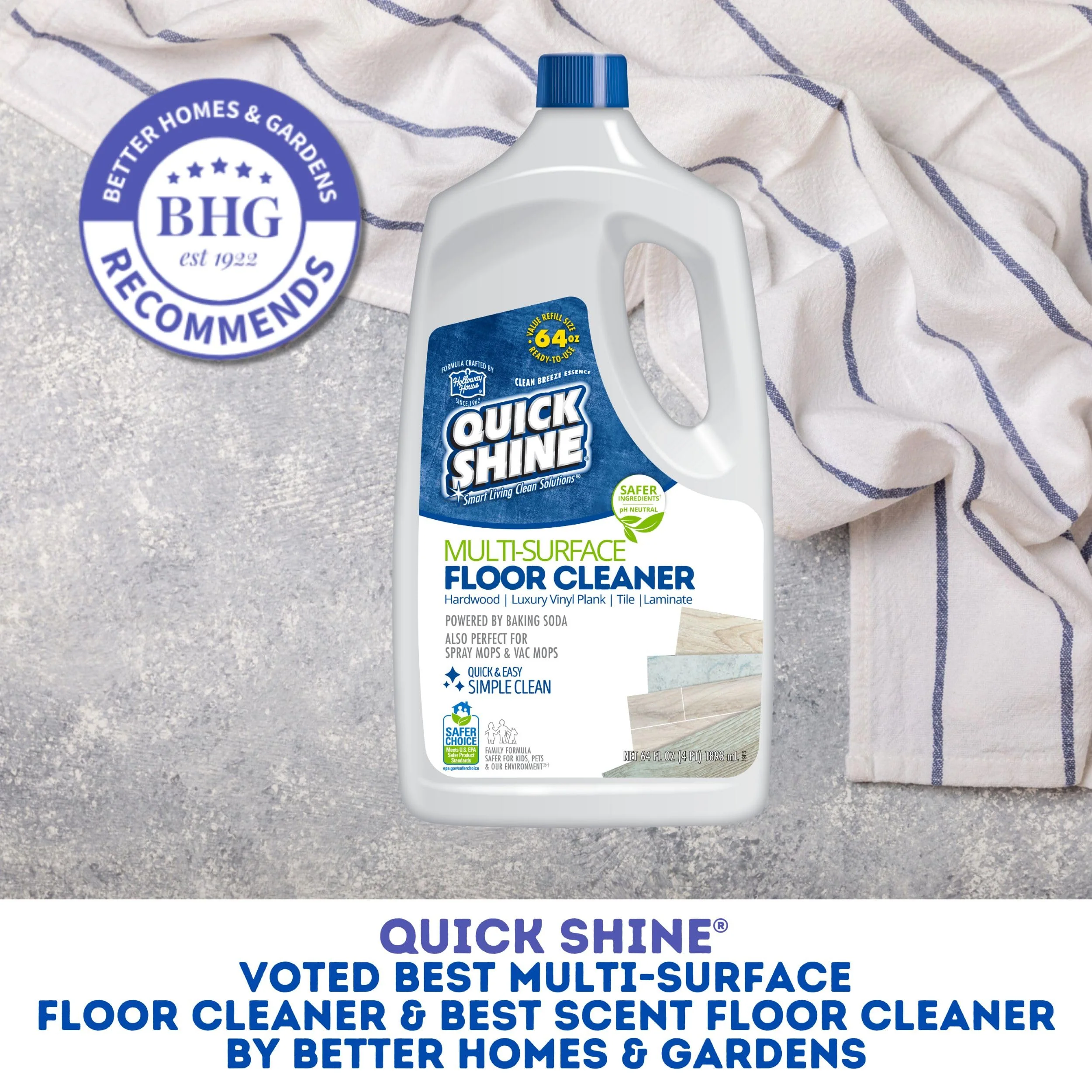 Quick Shine Multi Surface Floor Cleaner 64oz, Ready to Use-Streak Free-No Rinse, Use on Hardwood, Laminate, Luxury Vinyl Plank & Stone, Use in Spray Mops & Vac Mops, Safer Choice Cleaner - Image 16