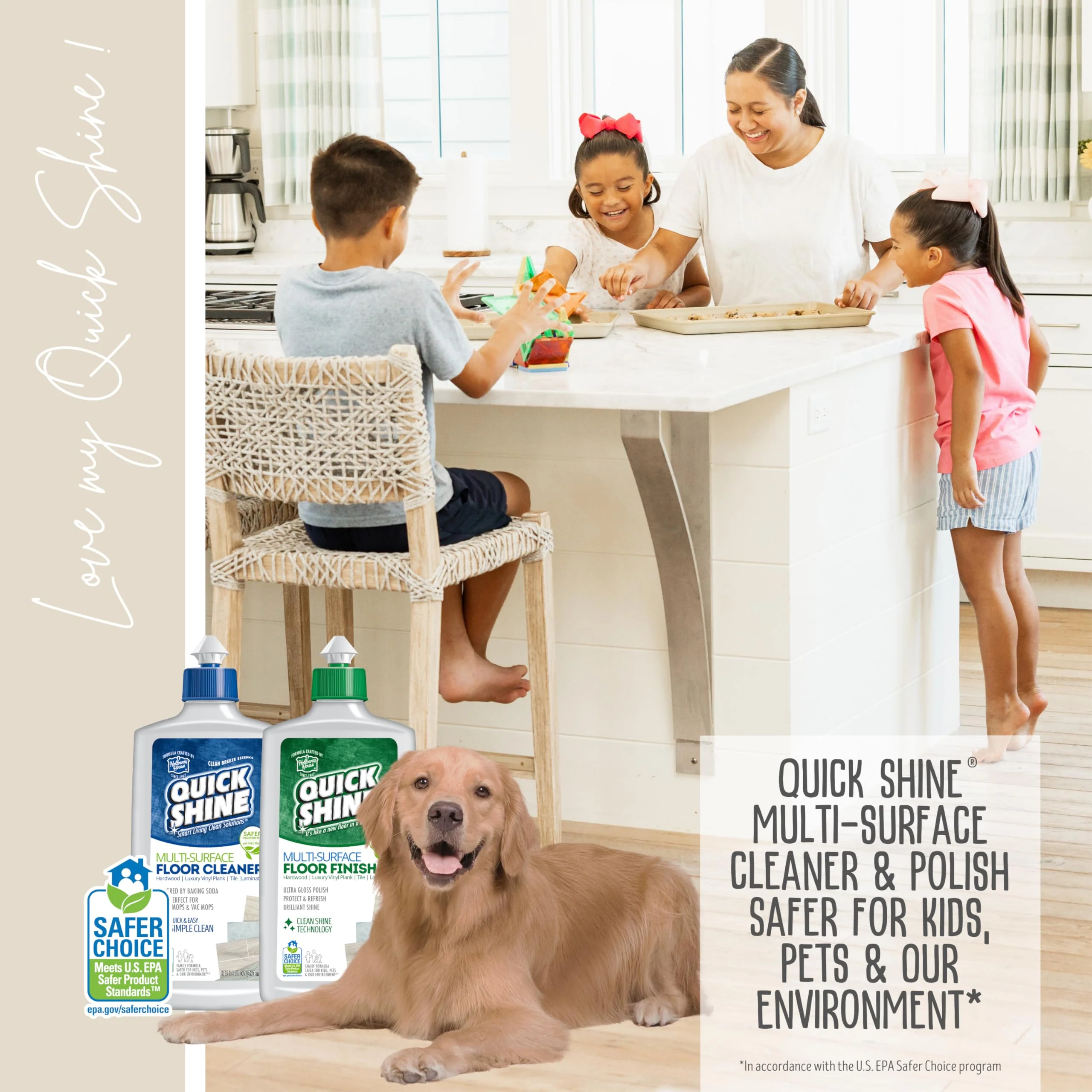Quick Shine Multi Surface Floor Cleaner & Floor Polish w/Clean Shine Technology 2-27oz Bottles | Use on Hardwood, Laminate, Luxury Vinyl Plank, Tile & Stone | Safer Choice Formulas - Image 7