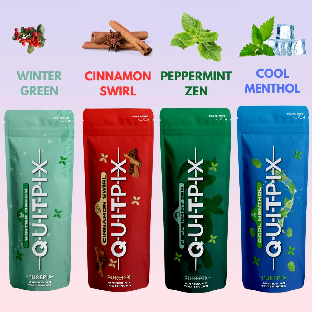 QuitPix to Help Quit Smoking Extra Thick Boosting Flavored Toothpicks - Oral Fixation - Nicotine Free Toothpicks - Kosher Flavors Variety Pack 40 Count (Pack of 4) - Image 2