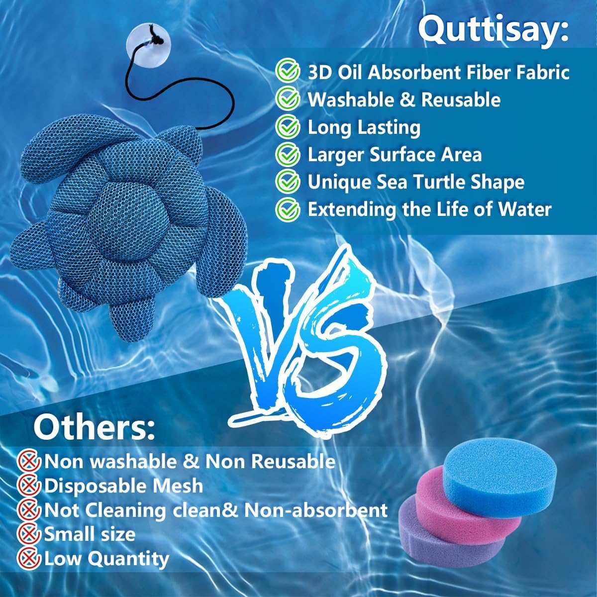 Quttisay Hot Tub Scum Absorber for Spa Hot Tub,Hot Tub Accessories for Adults,Hot Tub Sponge.Hot Tub Oil Absorbing Sponge for Spa & Pool Cleaner,Hot Tub Turtle Scum Absorber Keeps Water Clean,1 Pack - Image 4