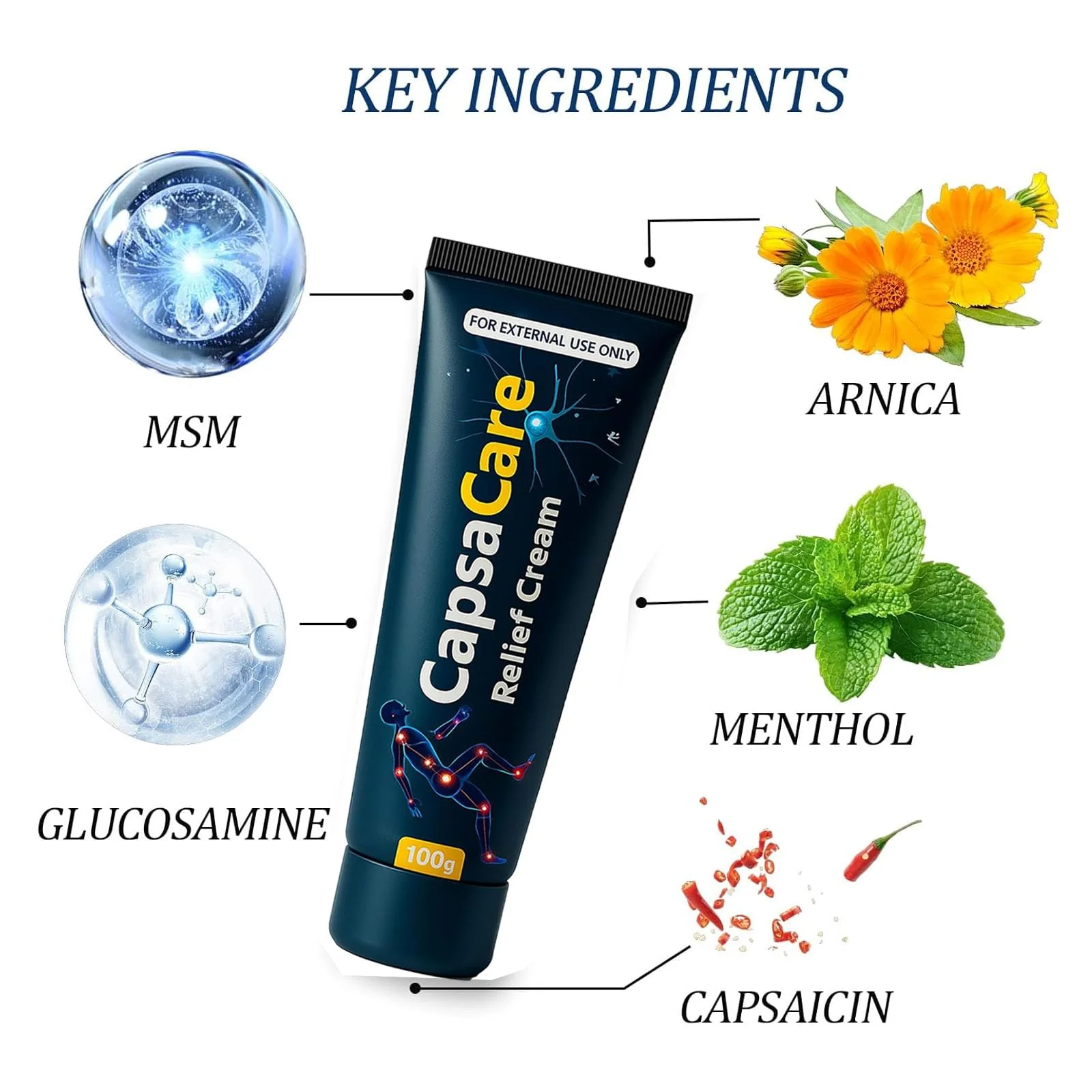 QUZOYU Capsacare Neuropathy Relief Cream, Contains Capsaicin, Arnica, Menthol, Msm, and Glucosamine, Suitable for Feet, Hands, Legs, Muscles, Joints, and Waist, Fast Absorption, Mild & All Natural - Image 6