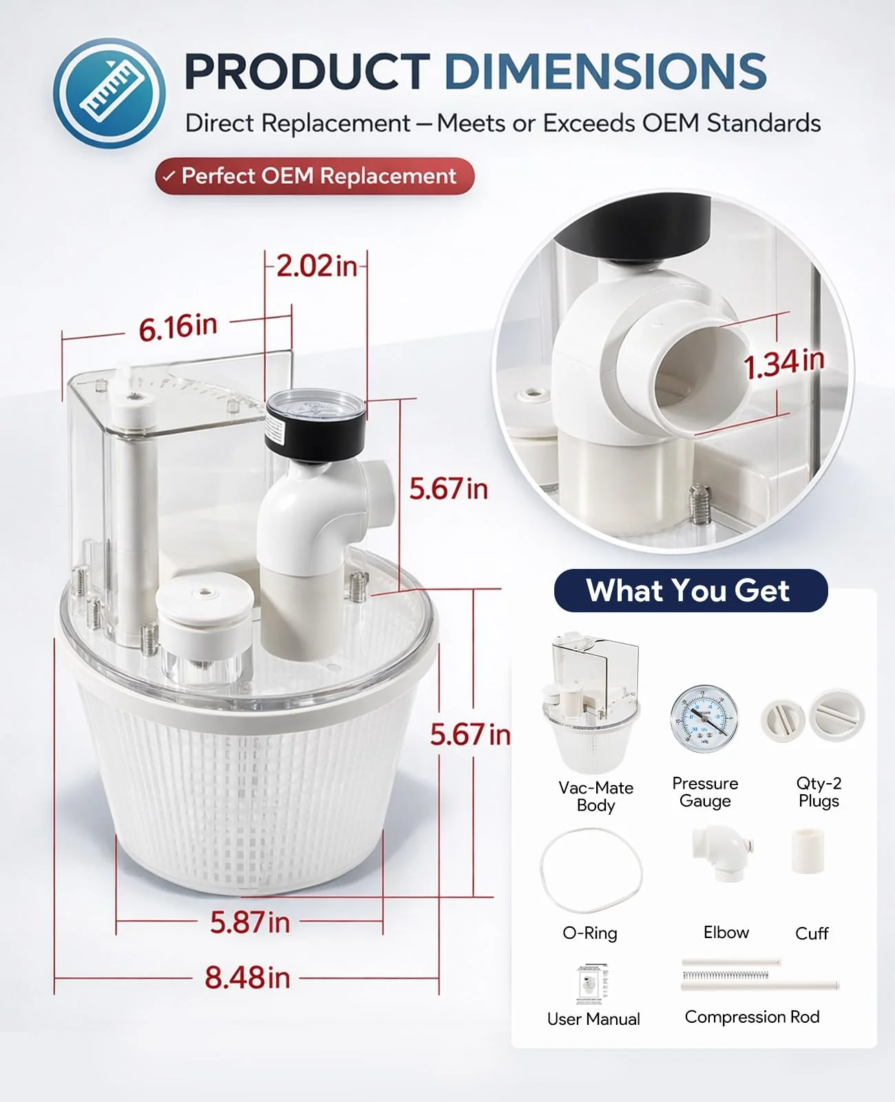 R211100 Vac-Mate Pool Cleaner Dispenser Box – Multi-Function Vacuum Skimmer Attachment – Includes Basket, Pressure Gauge & Easy Install Kit - Image 4